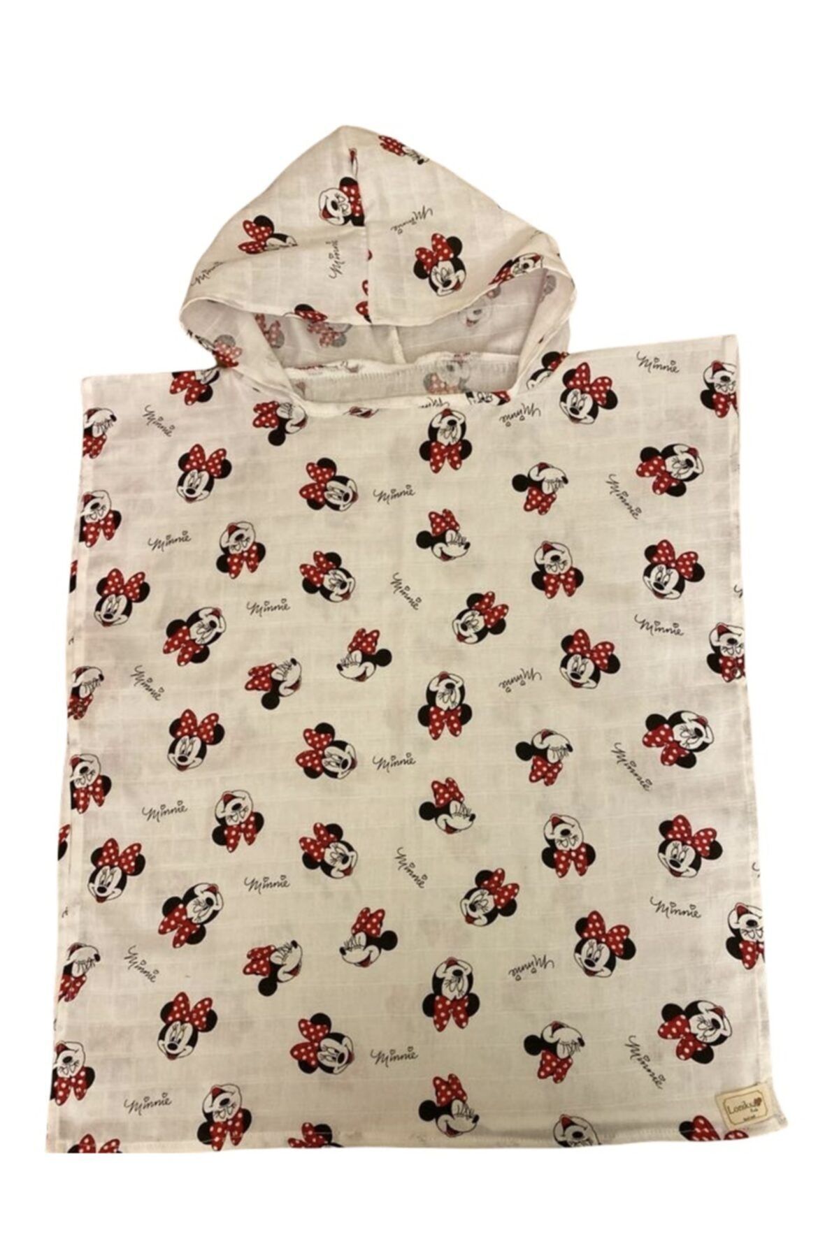 LoniksaKids Çocuk Pareo Kapüşonlu Minnie Mouse Desenli
