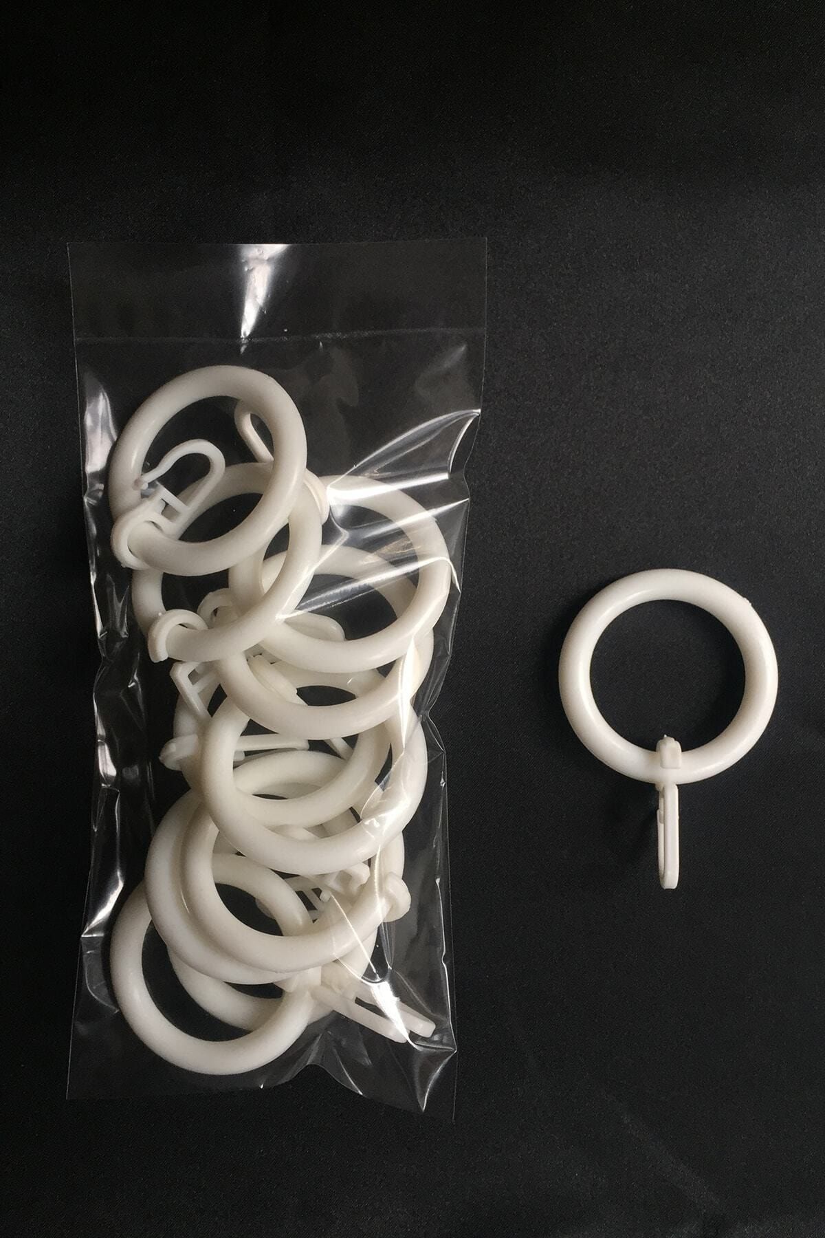 Konur Store Rustik Perde Halkası Ve Klips Beyaz Rengi- 10 Adet