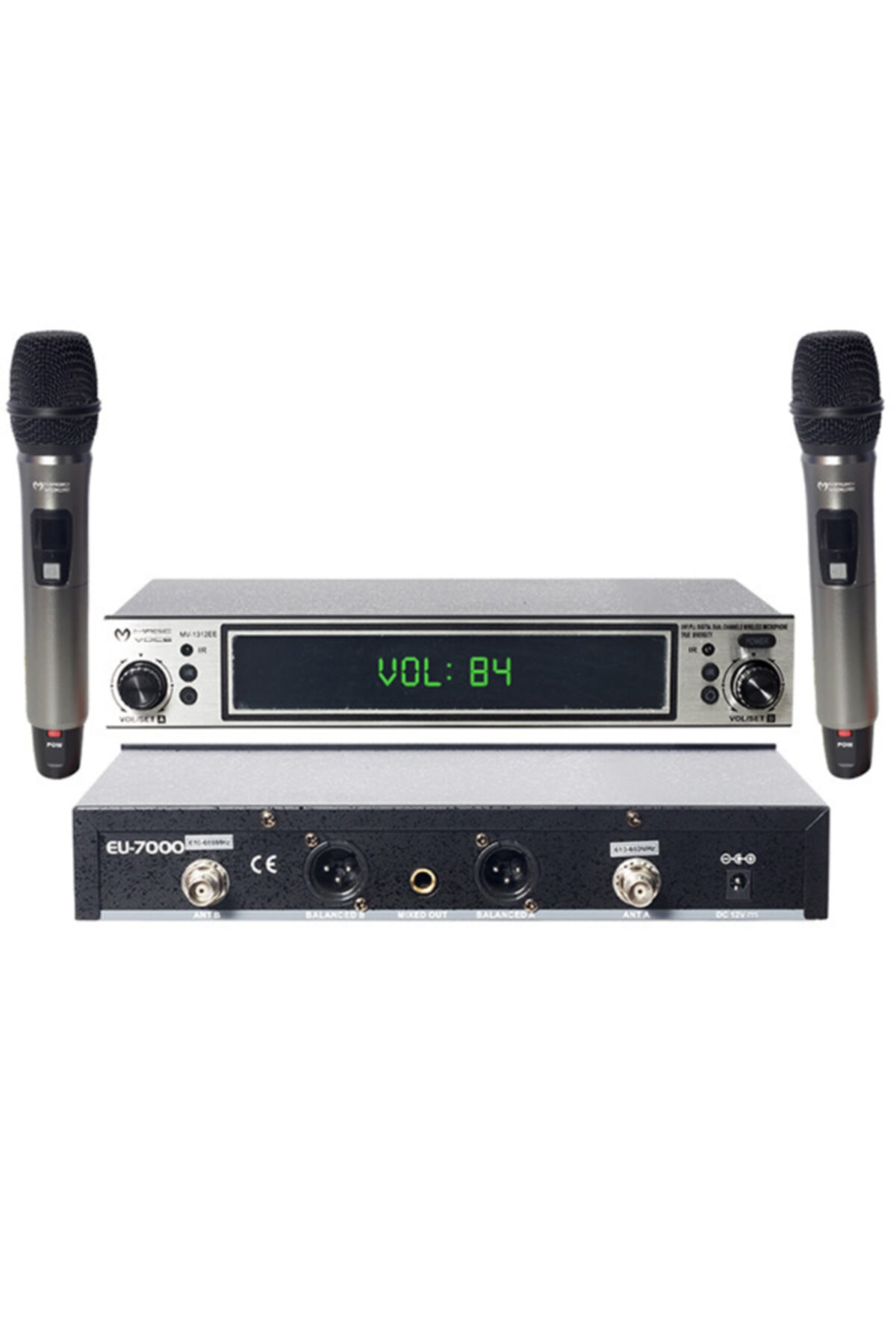 MagicVoice Magıcvoıce Mv-1312ee Uhf 2 El Kablosuz Volüm Kont Telsiz Mikrofon