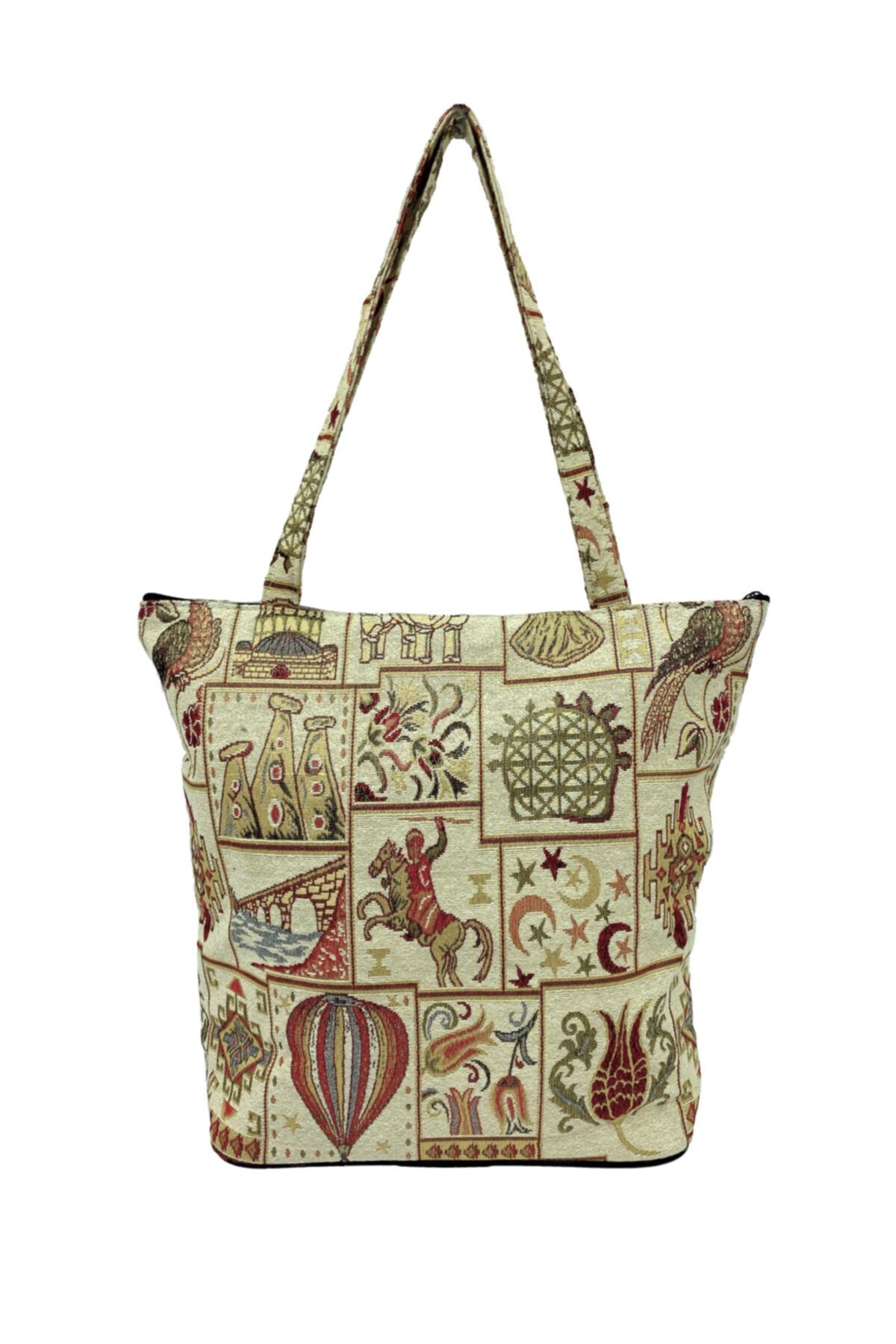 FOM Kilim Desenli Geleneksel Plaj Çantası