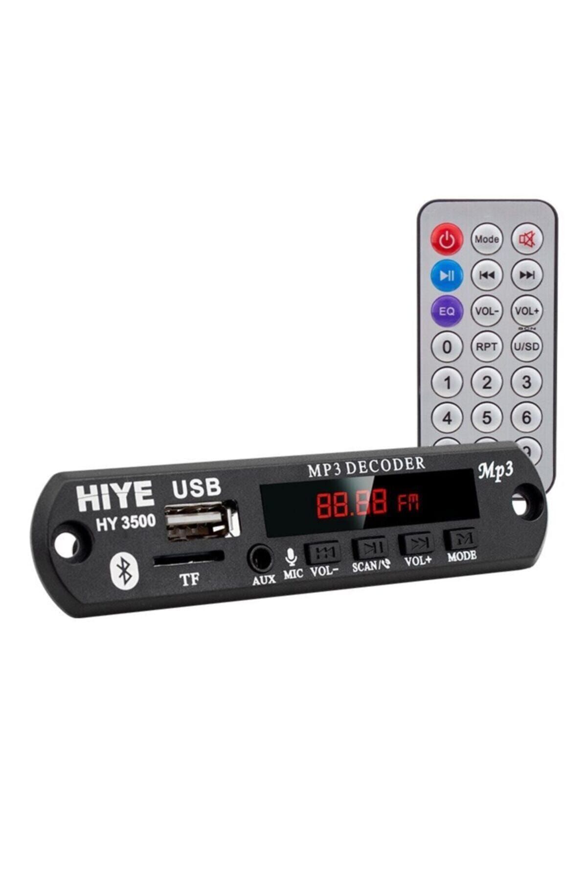 Hiye Hy-3500 Mikrofonlu Usb Sd Bluetooth Kumandalı 12 Volt Oto Teyp Çevirici Dijital Player Board