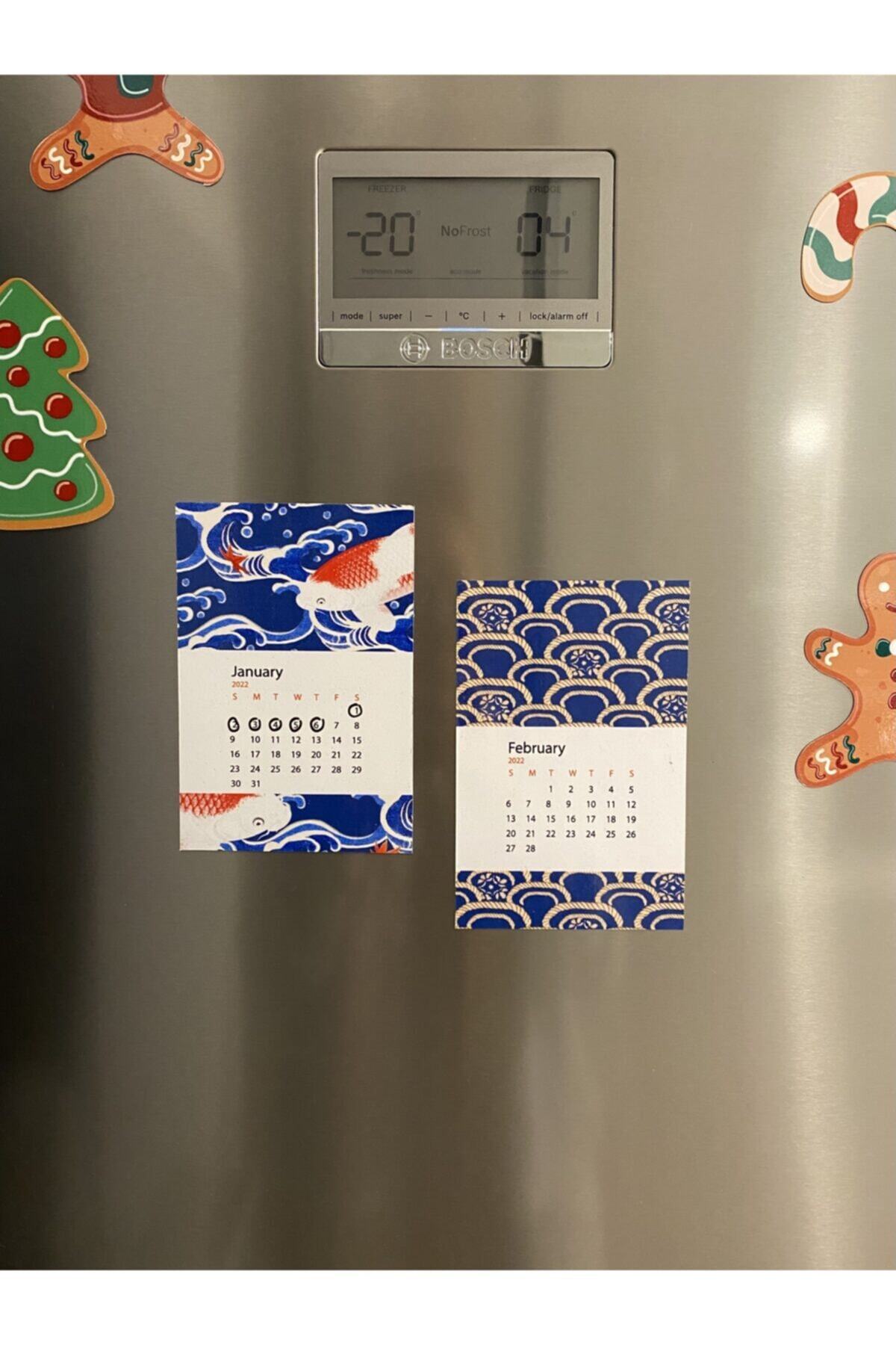 MimOzalit 12'li Ingilizce Takvim Buzdolabı Magneti - Calendar 10x15cm