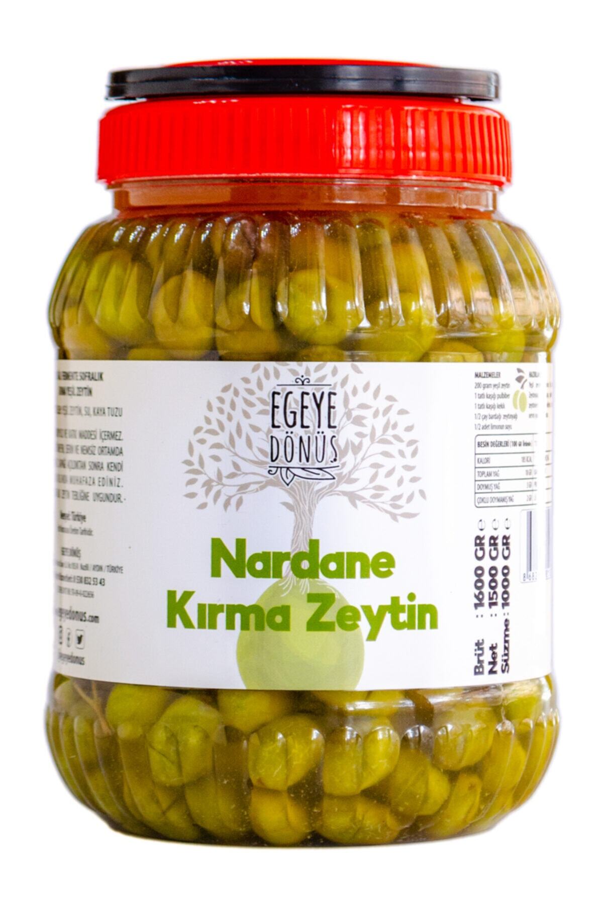 EGEYE DÖNÜŞ Ev Yapımı Geleneksel Nardane Mini Boy Yeşil Kırma Zeytin - 1kg (sadece Kaya Tuzu Ve Su İçerir)