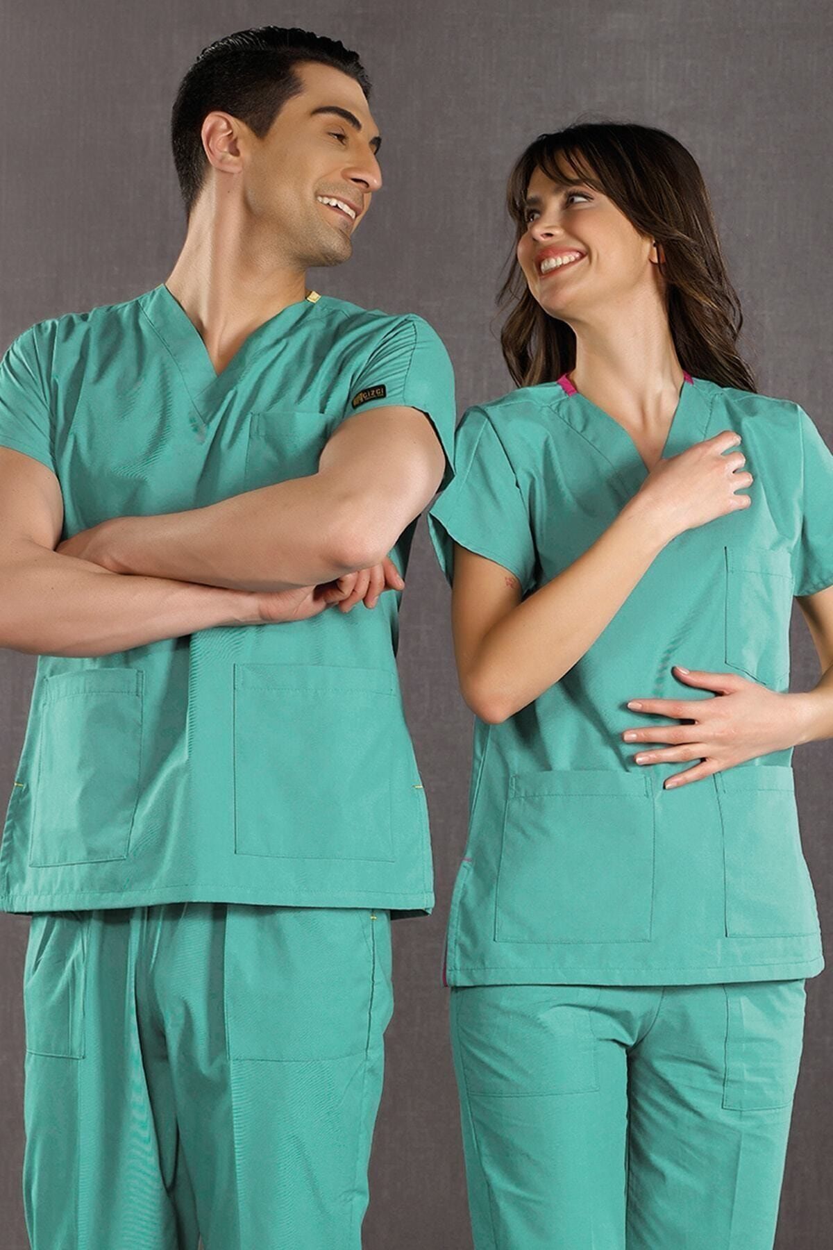 ÇİZGİ MEDİKAL Yeşili Dr Greys Terikoton Takım İnce Kumaş Benetton