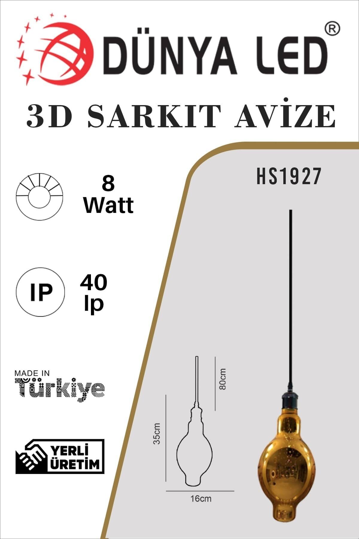DÜNYA LED Hs.1927 3d Cam Salon Cafe Çocuk Odası Hol Ofis Sarkıt Avize