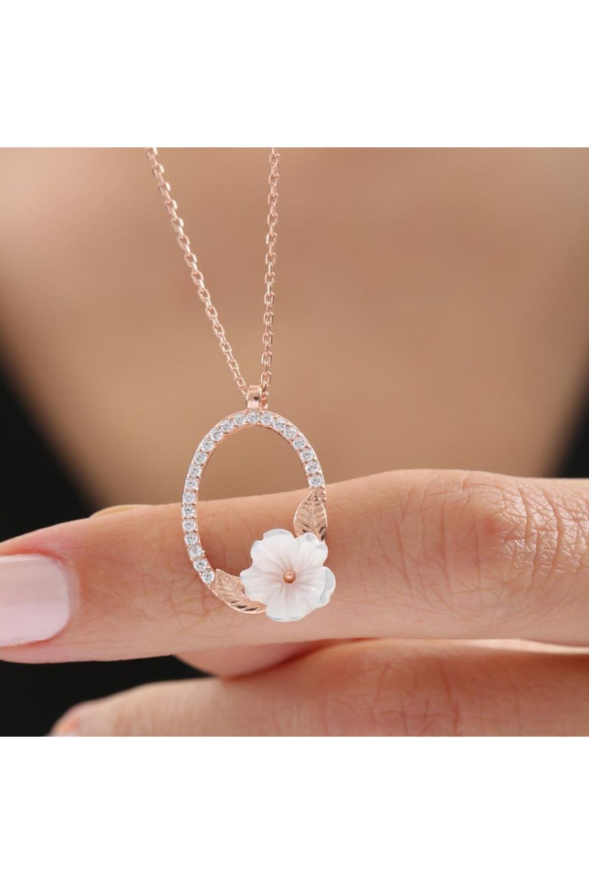 Mia Vento Manolya Çiçeği Rose Renk Flowers Gümüş Kolye