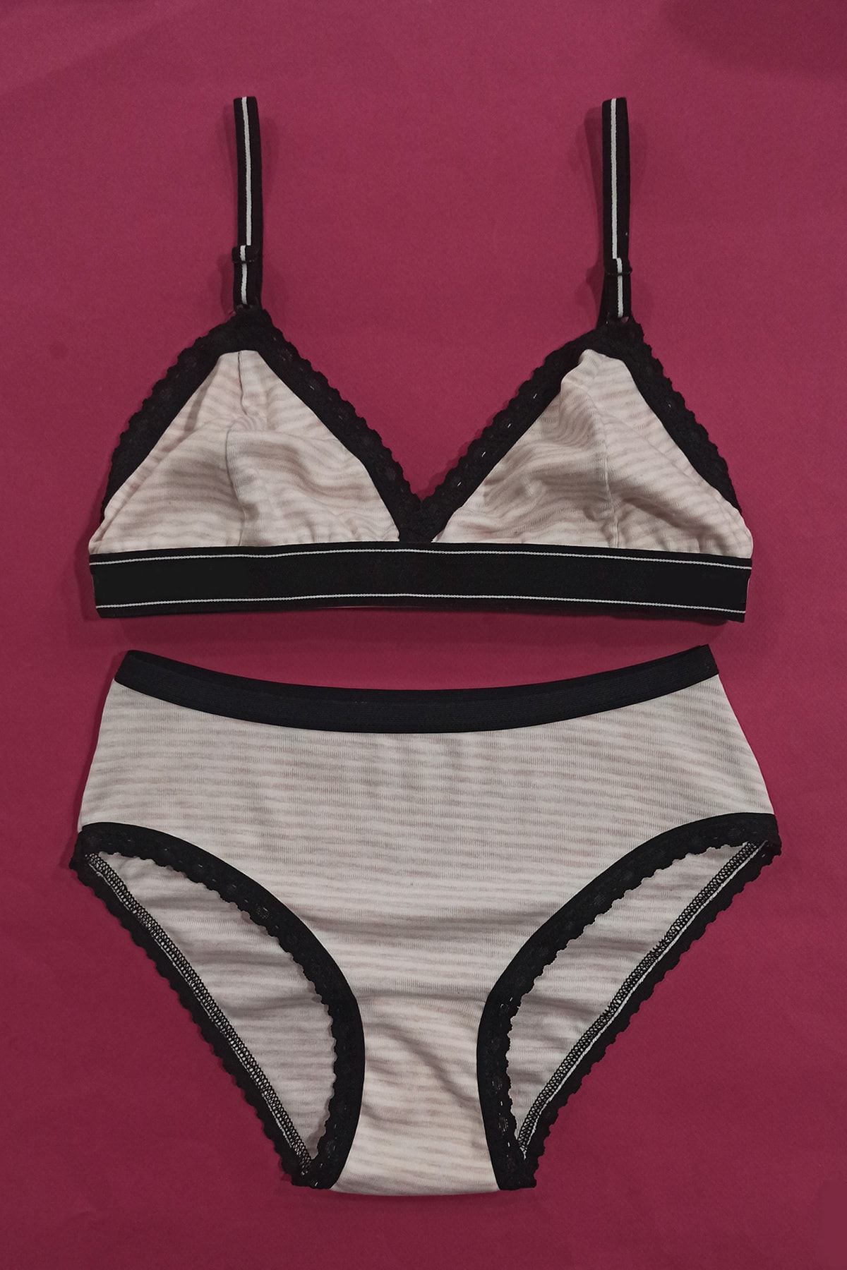 MADAMDAY Kadın Penye Bralet Sütyen Külot Takım Yüksek Bel Sporcu Takım