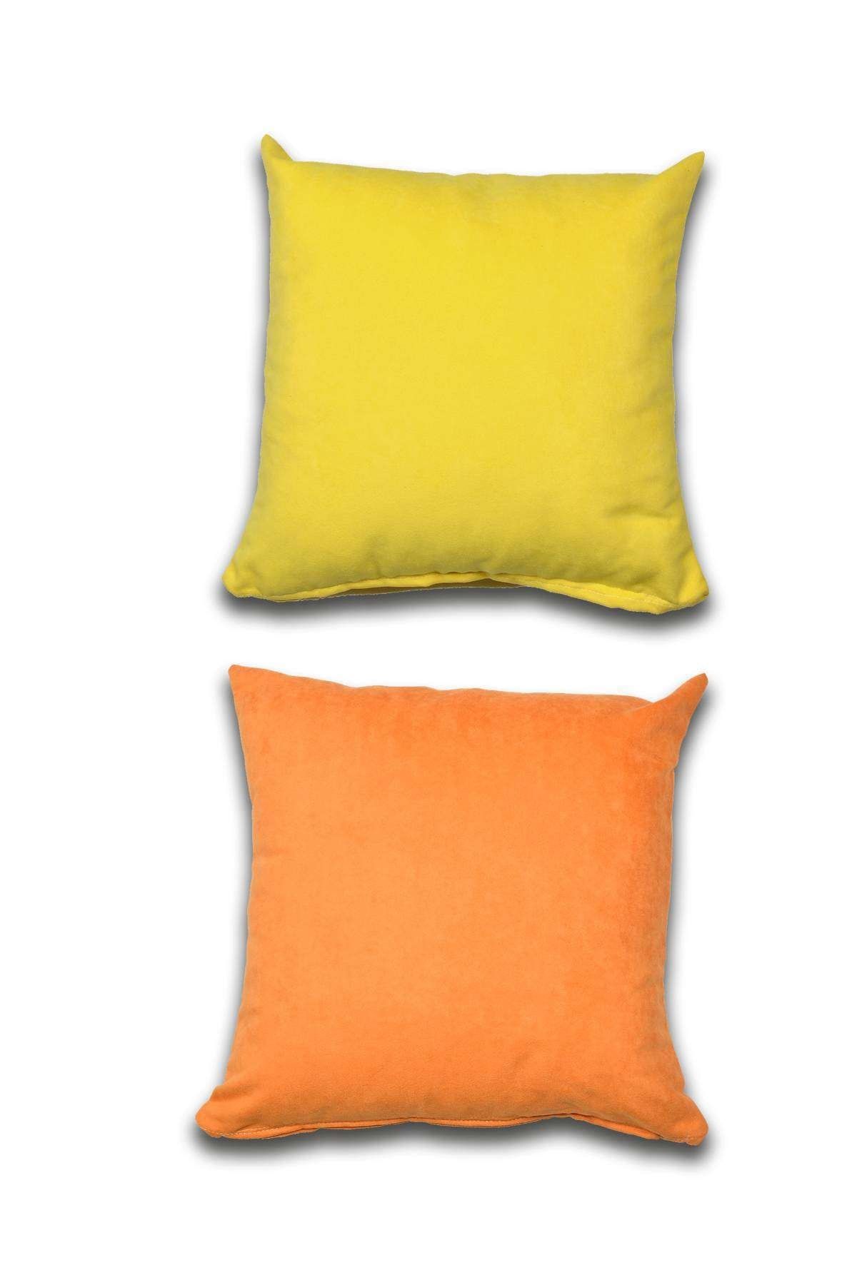 Royaleks 2 Adet Süet Kırlent Minder Kılıfı 40x40cm Sarı Turuncu