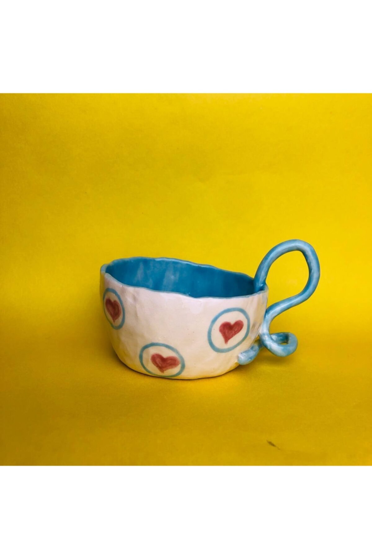 Lily & Loly Ceramics Kalpli Kupa - Mavi Kupa - El Yapımı Seramik Mug 140 ml
