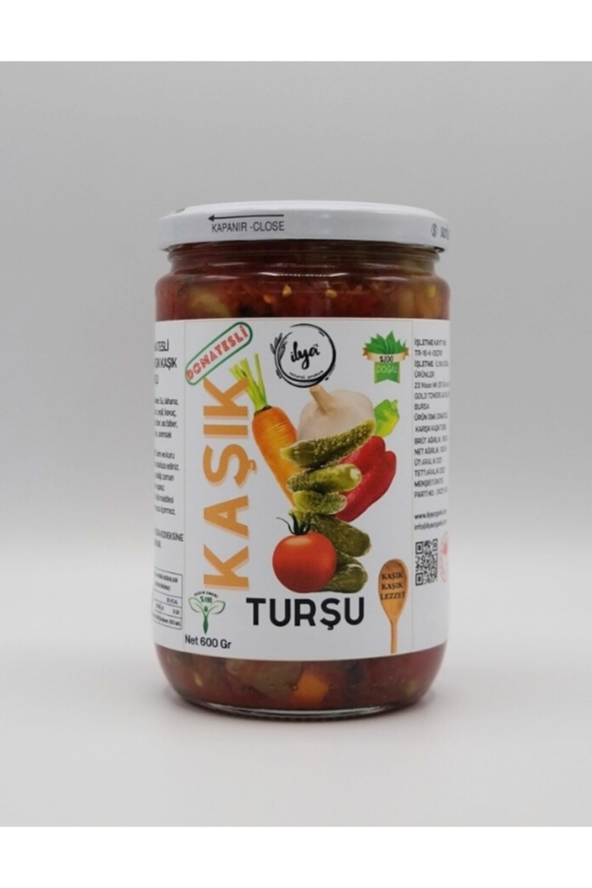 İLYA ORGANİK Karışık Kaşık Turşu (domatesli) 620 gr