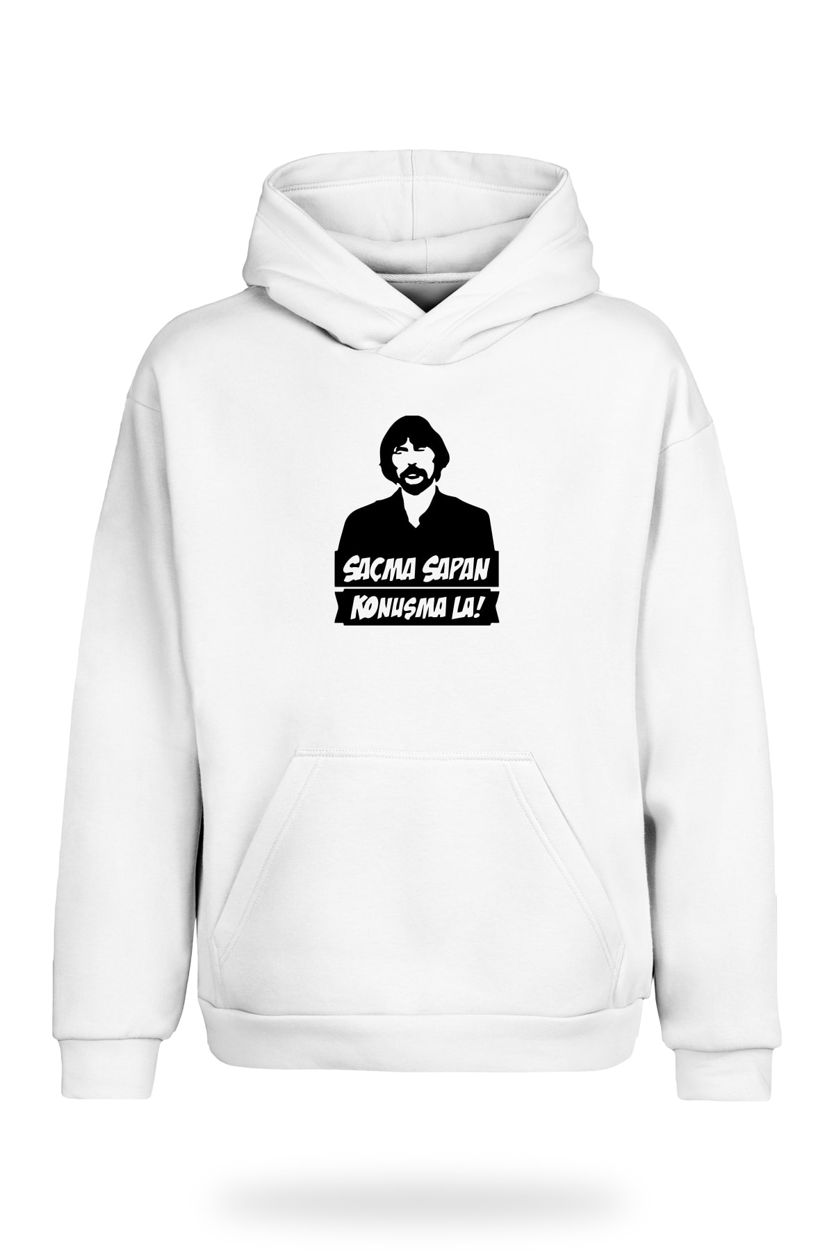 Reyondrop Saçma Sapan Konuşma La Beyaz Kanguru Cepli Kapüşonlu Sweatshirt