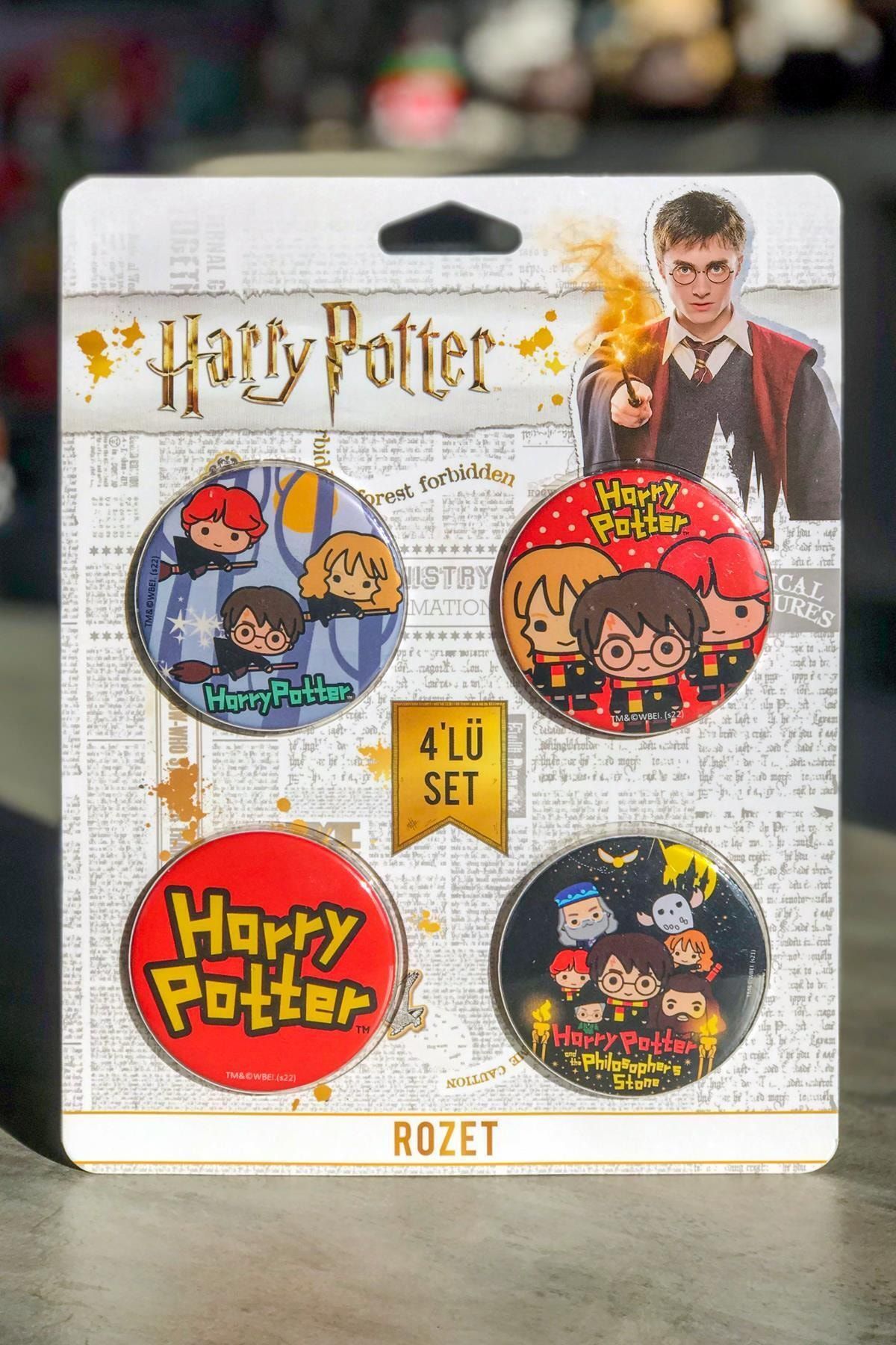 GiFi Rozet 4lü Set Harry Potter Hermonie Granger Ron Weasley Lisanslı
