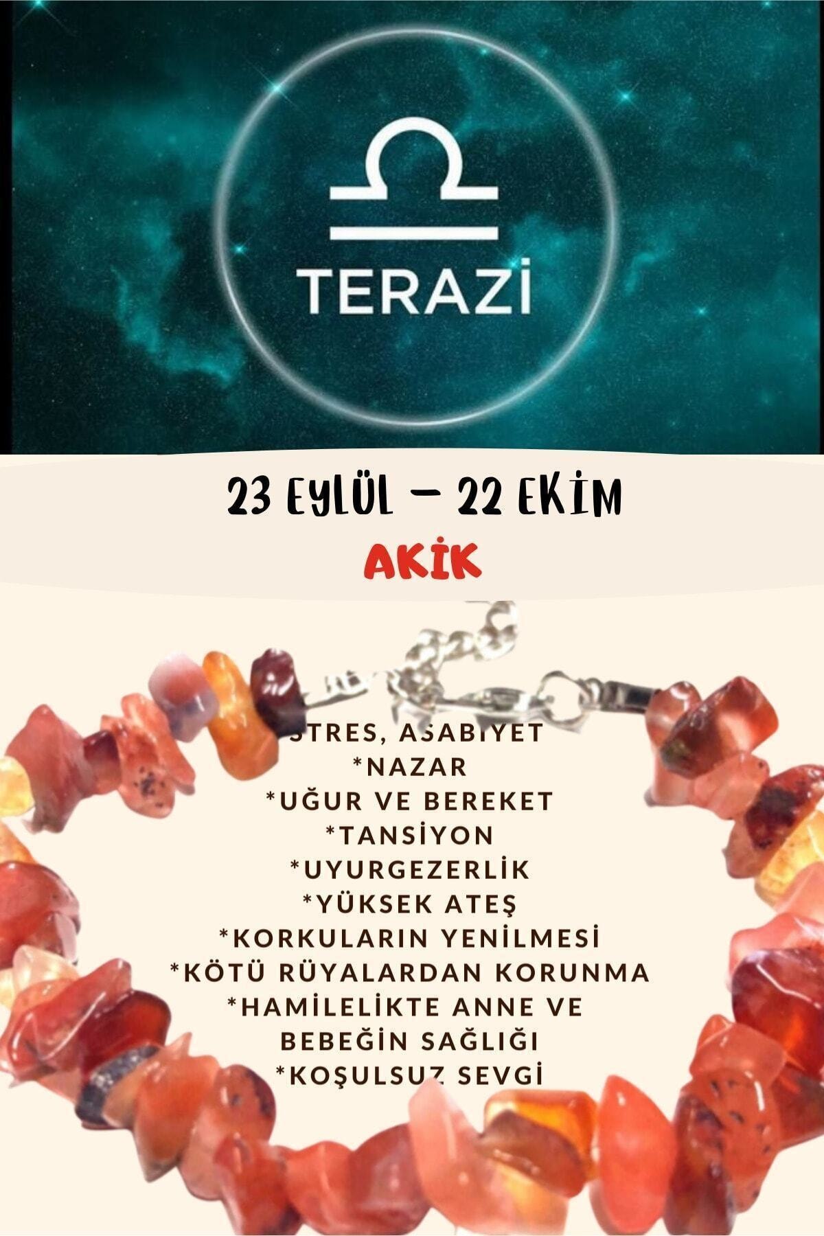 Gümüştel Burç Taşı Terazi Burcu Akik Taşı Bileklik