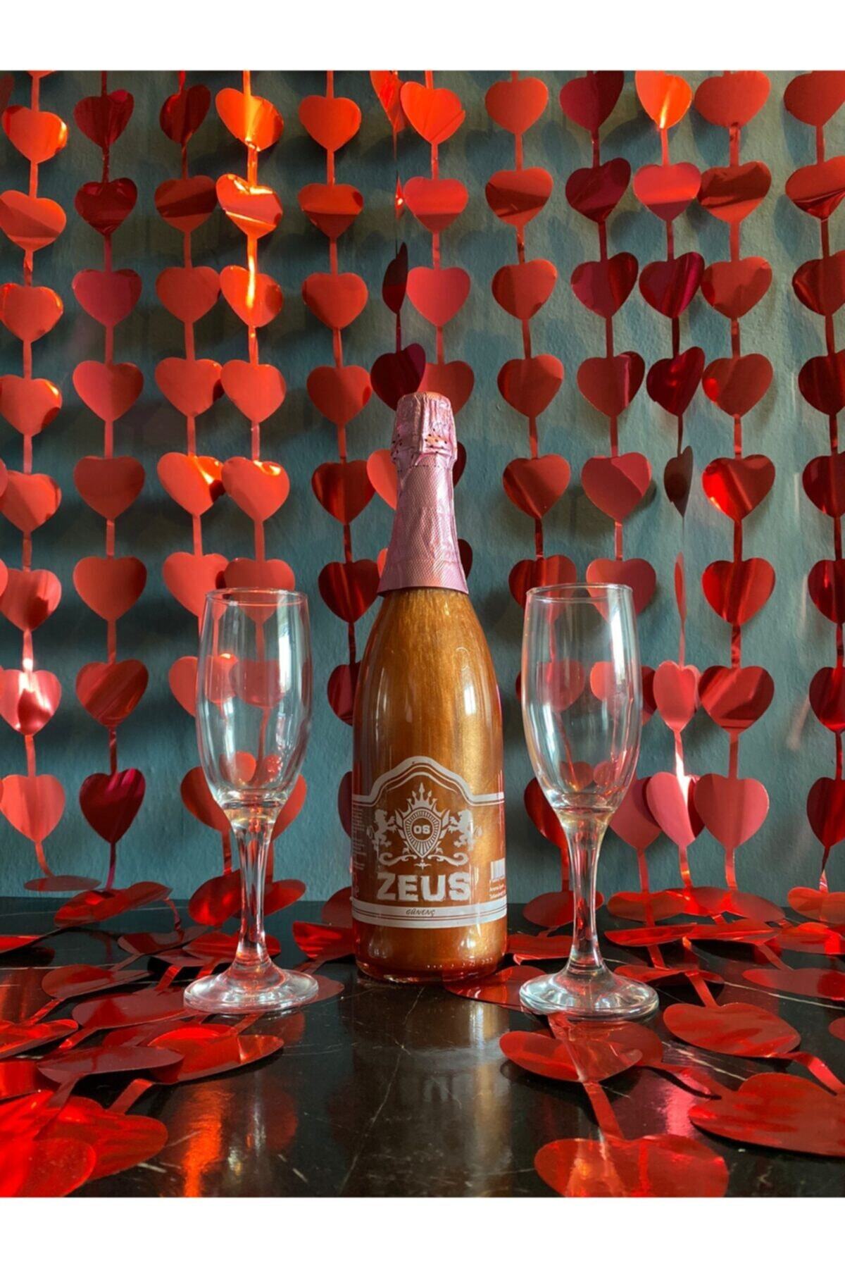 OS ZEUS Alkolsüz Şampanya Simli Karışık Meyve Aromalı Gazlı Içecek(2 Adet Şeffaf Bardak)