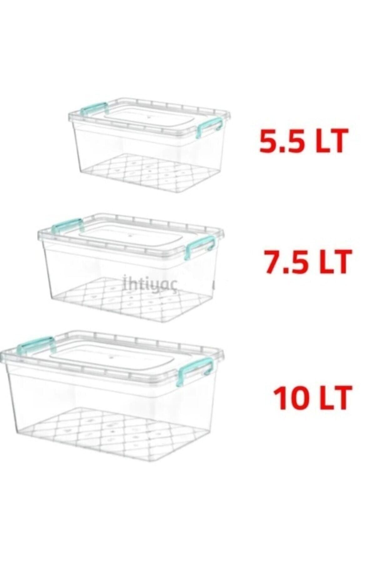 impas Çok Amaçlı Kapaklı Erzak Saklama Kabı Kutusu 10lt+7.5lt+5.5lt 3'lü Set