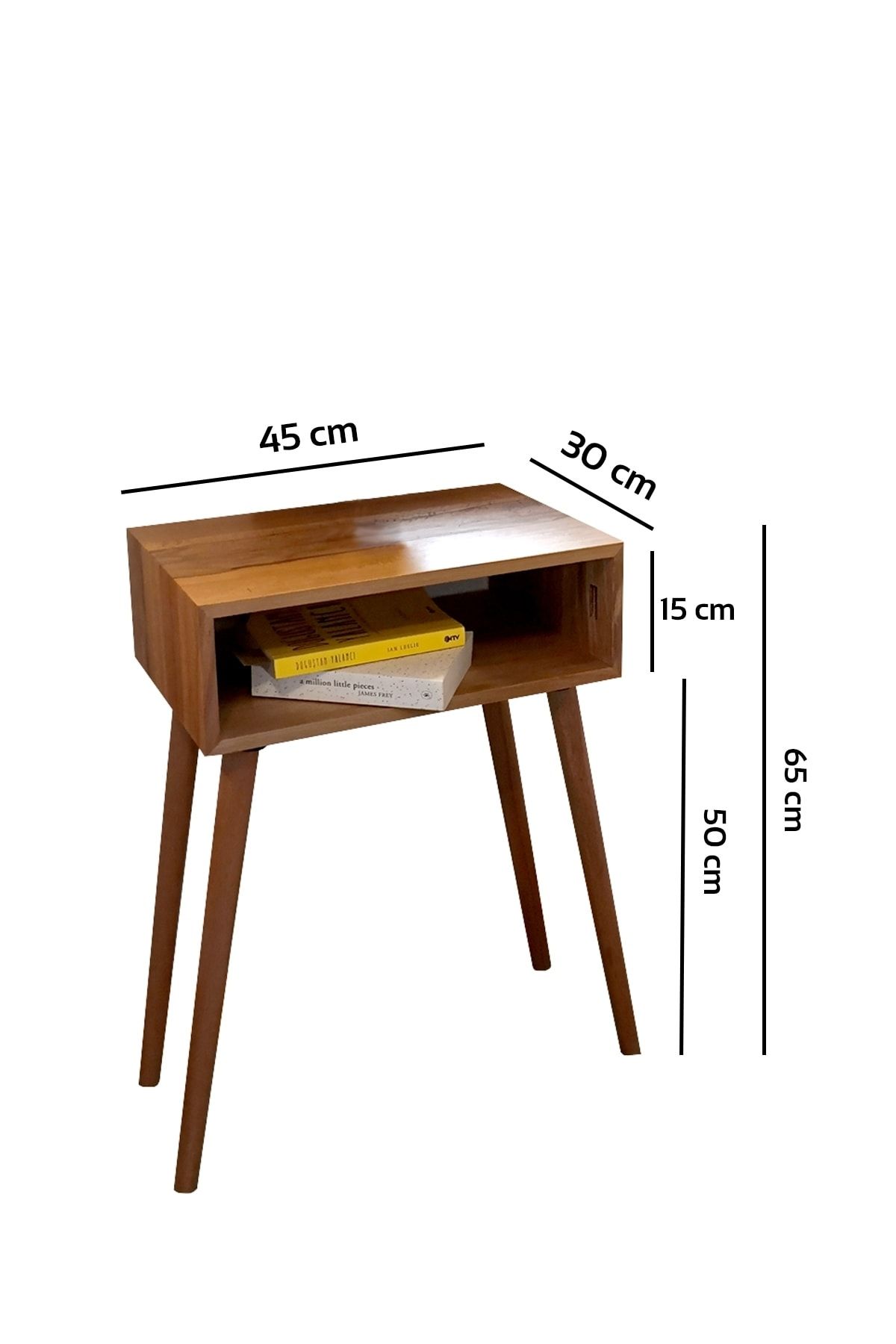 NESTWOOD Minimalist Tasarım Modern Doğal Gürgen Ağacı Komidin 45x30 cm Genişlik Ve 65cm Yükseklik