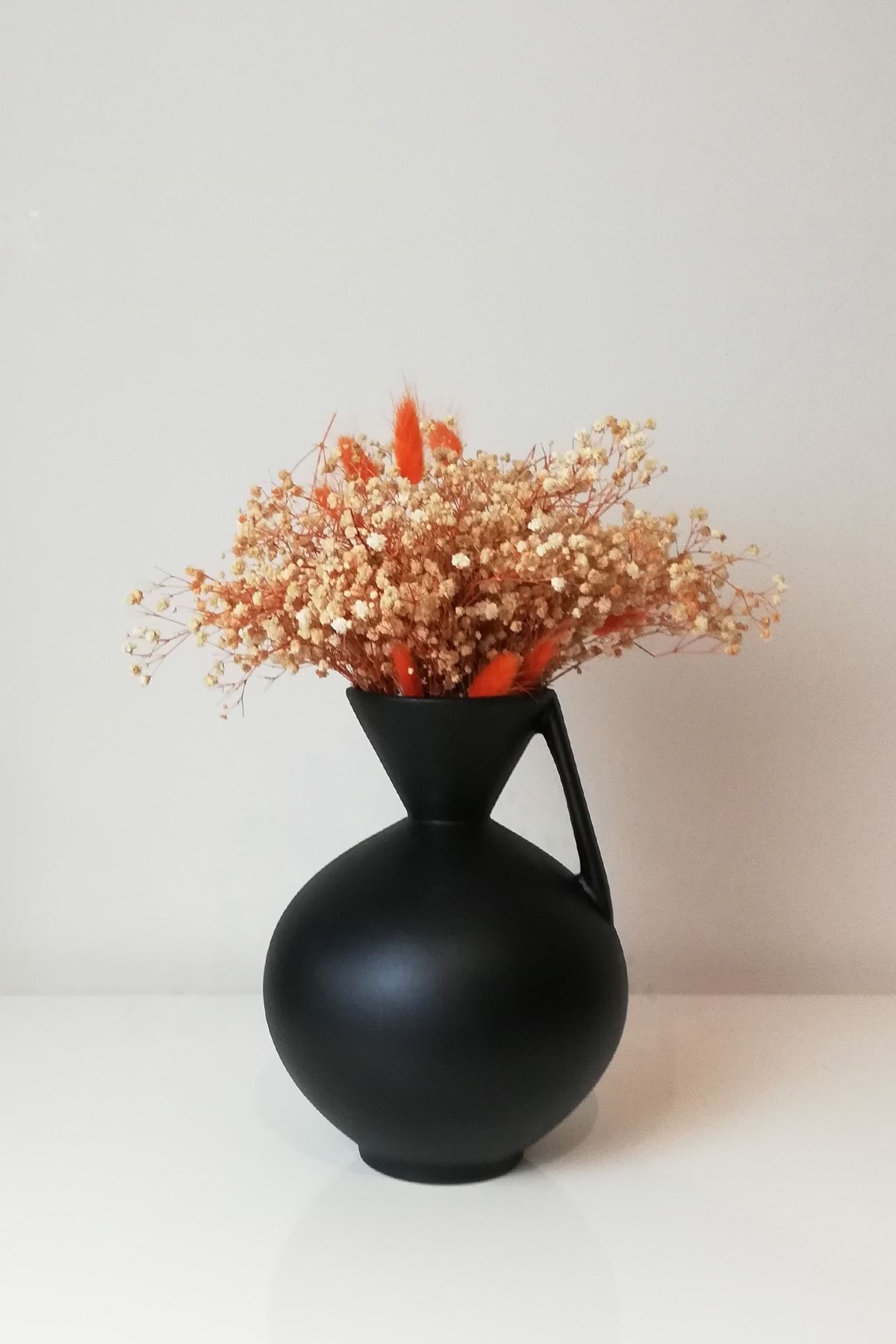 AstreHome Seramik Tombul Vazo- Siyah - 20 Cm
