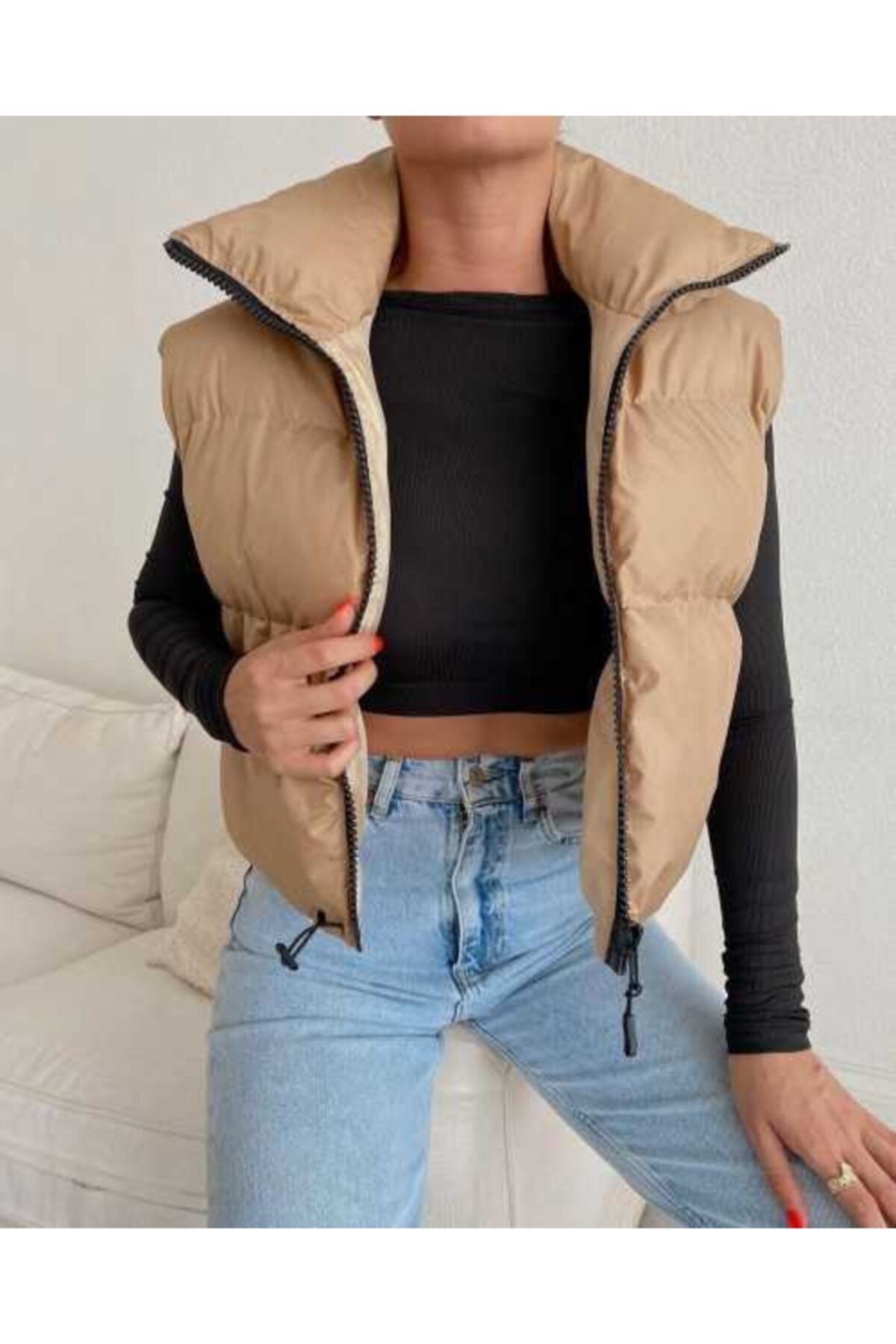 Style Kolsuz Şişme Yelek Kadın