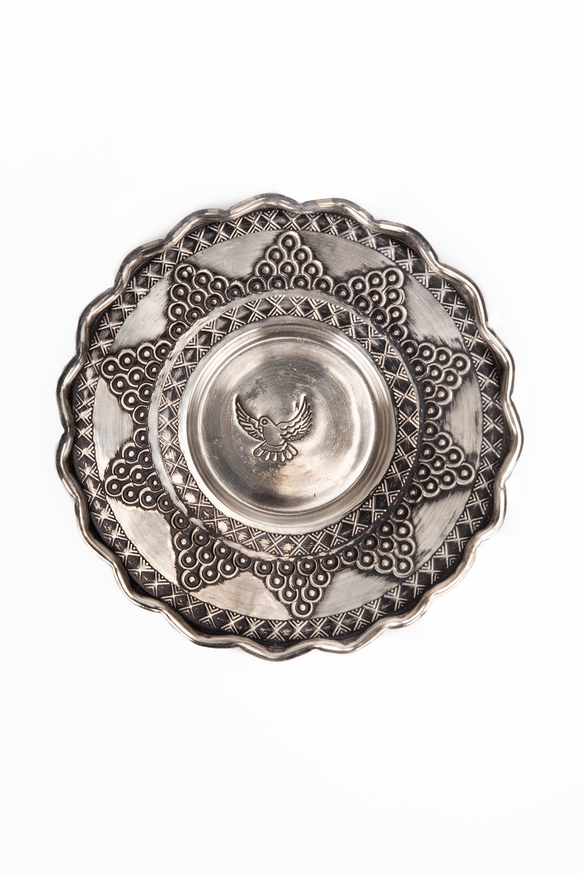 DMT COPPER HOME Gaziantep Bakır Çay Tabağı Üzüm Işlemeli