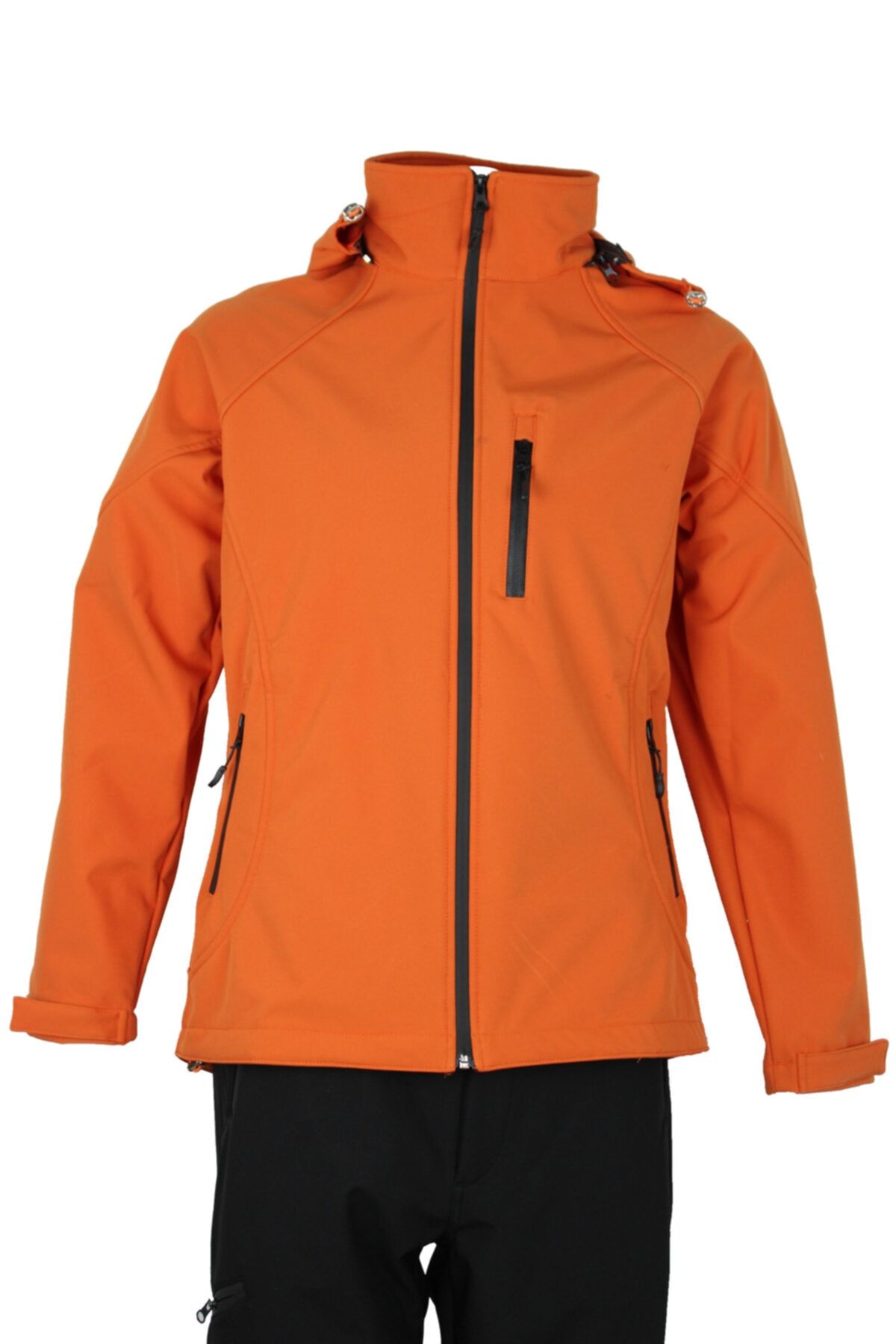 SAMAKTU Unisex Softshell Su Dirençli Ve Soğuk Geçirmez Turuncu Mont