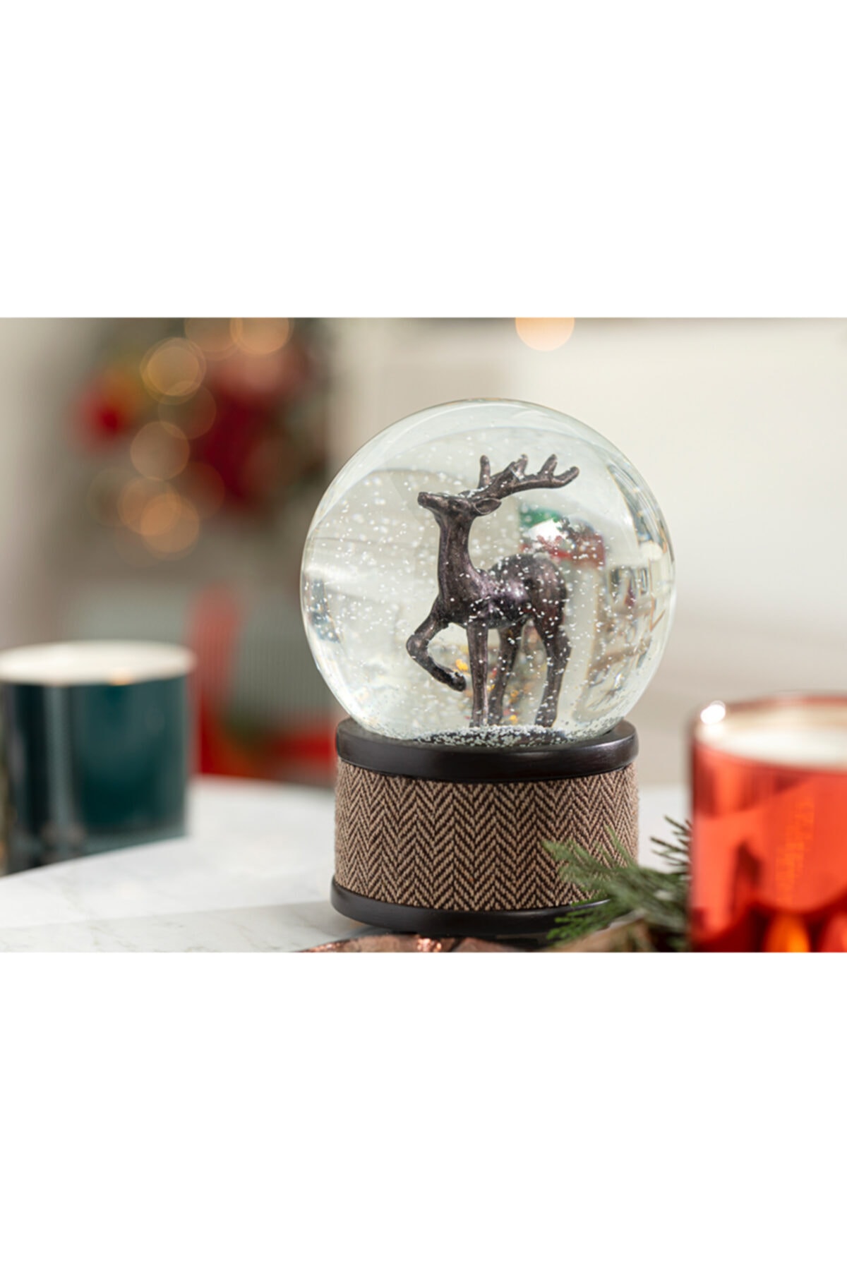 English Home Deer Müzik Kutusu 12x12x16 Cm Kahve-yılbaşı Özel