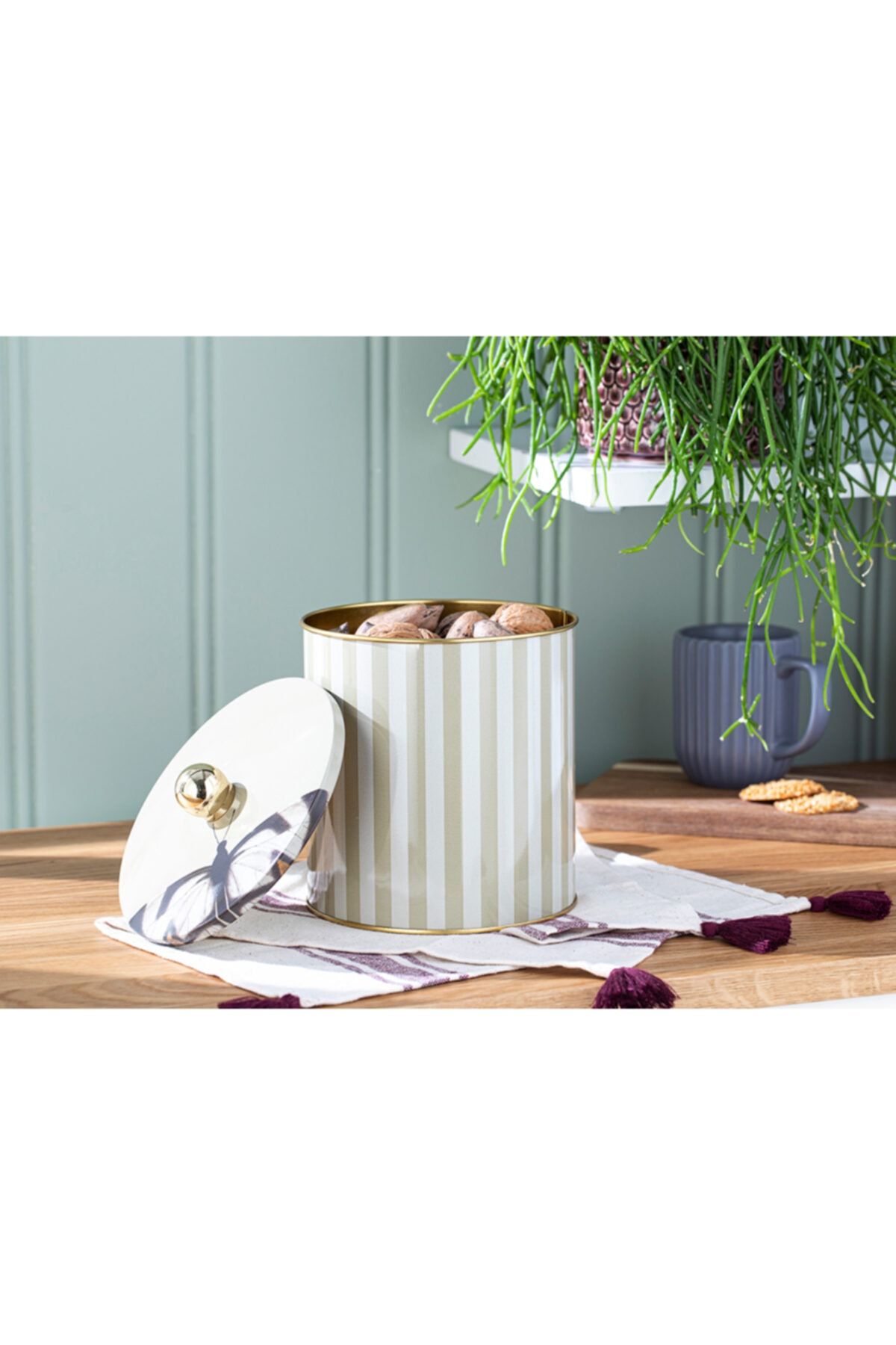 English Home Butterfly Metal Saklama Kabı 14x15 Cm Gri
