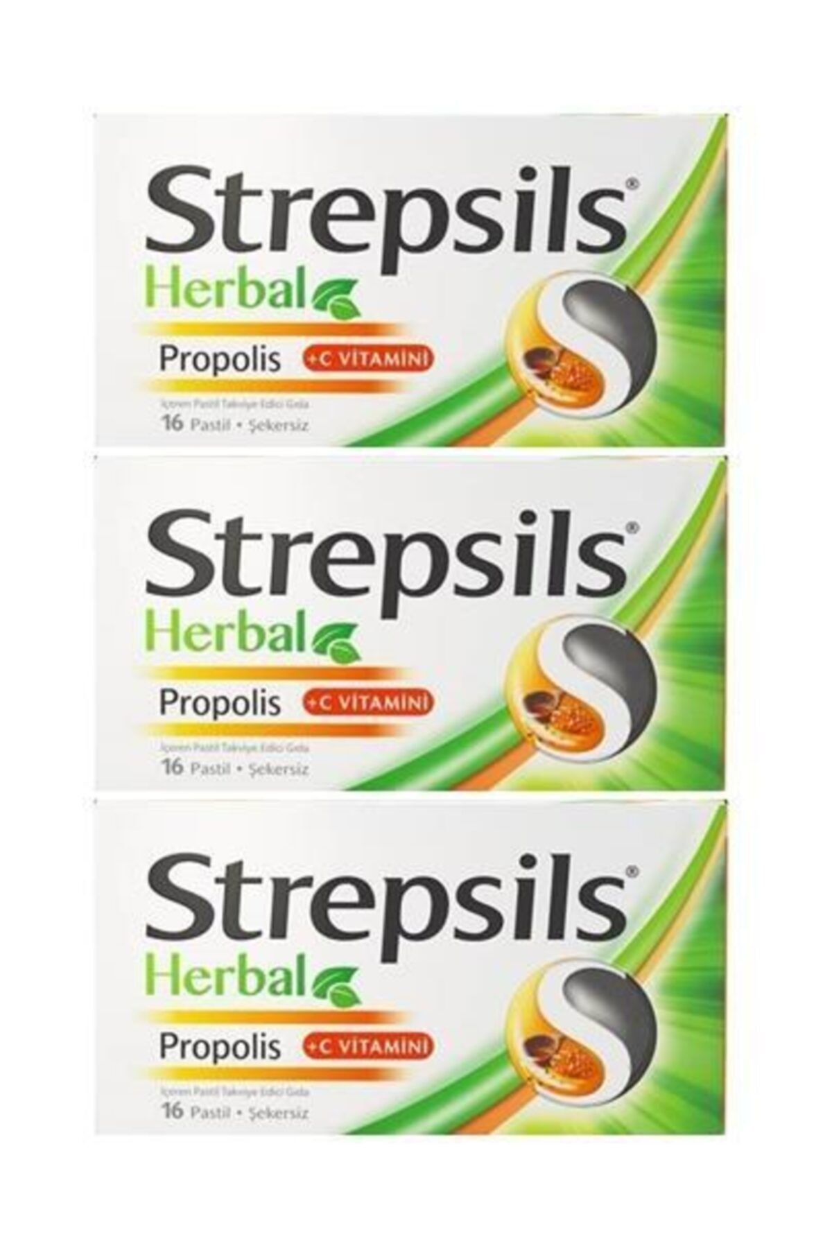 STREPSİLS Herbal Propolis Aromalı 16 Pastil 3 Adet