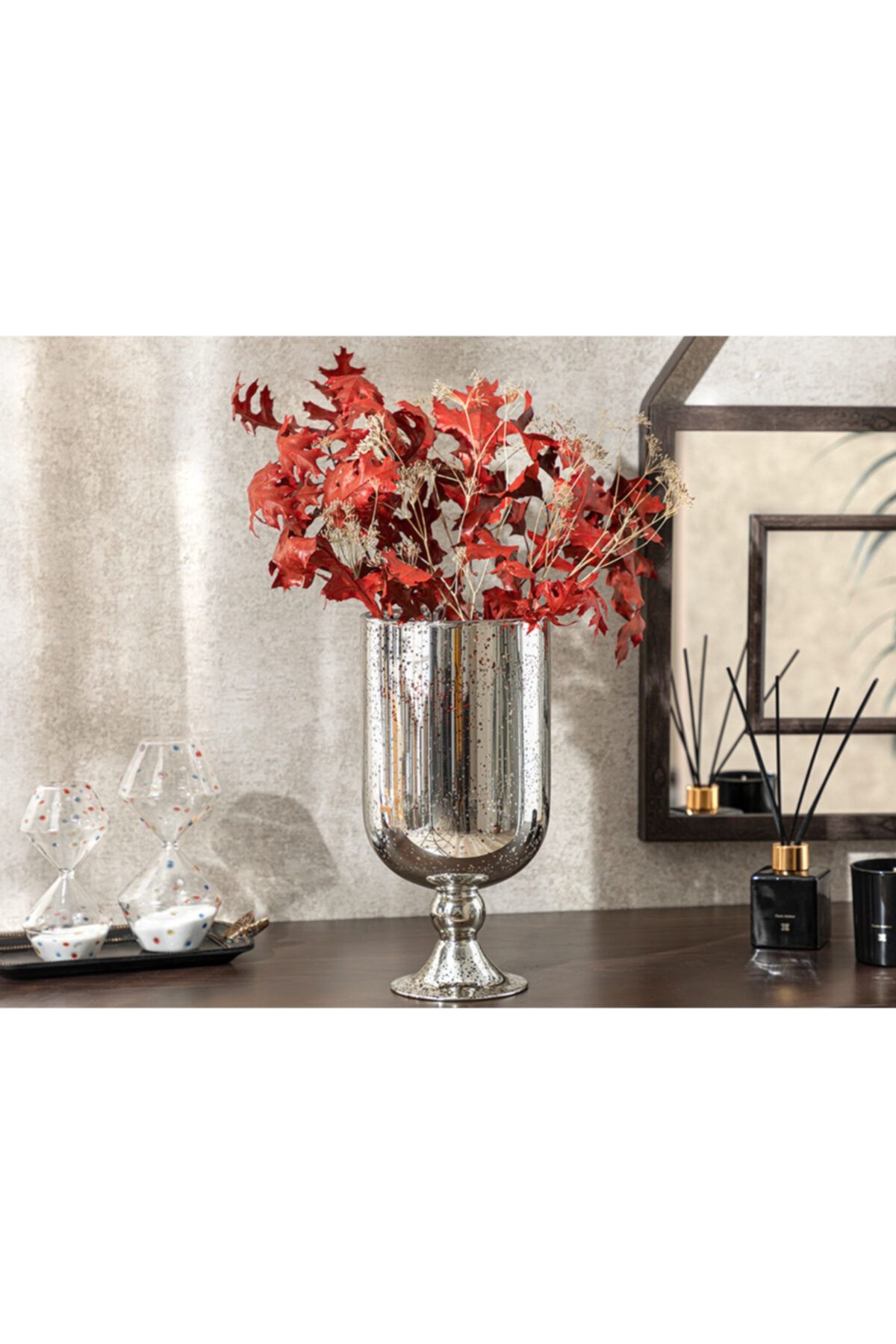 English Home Brilliant Cam Vazo 15x30 Cm Silver