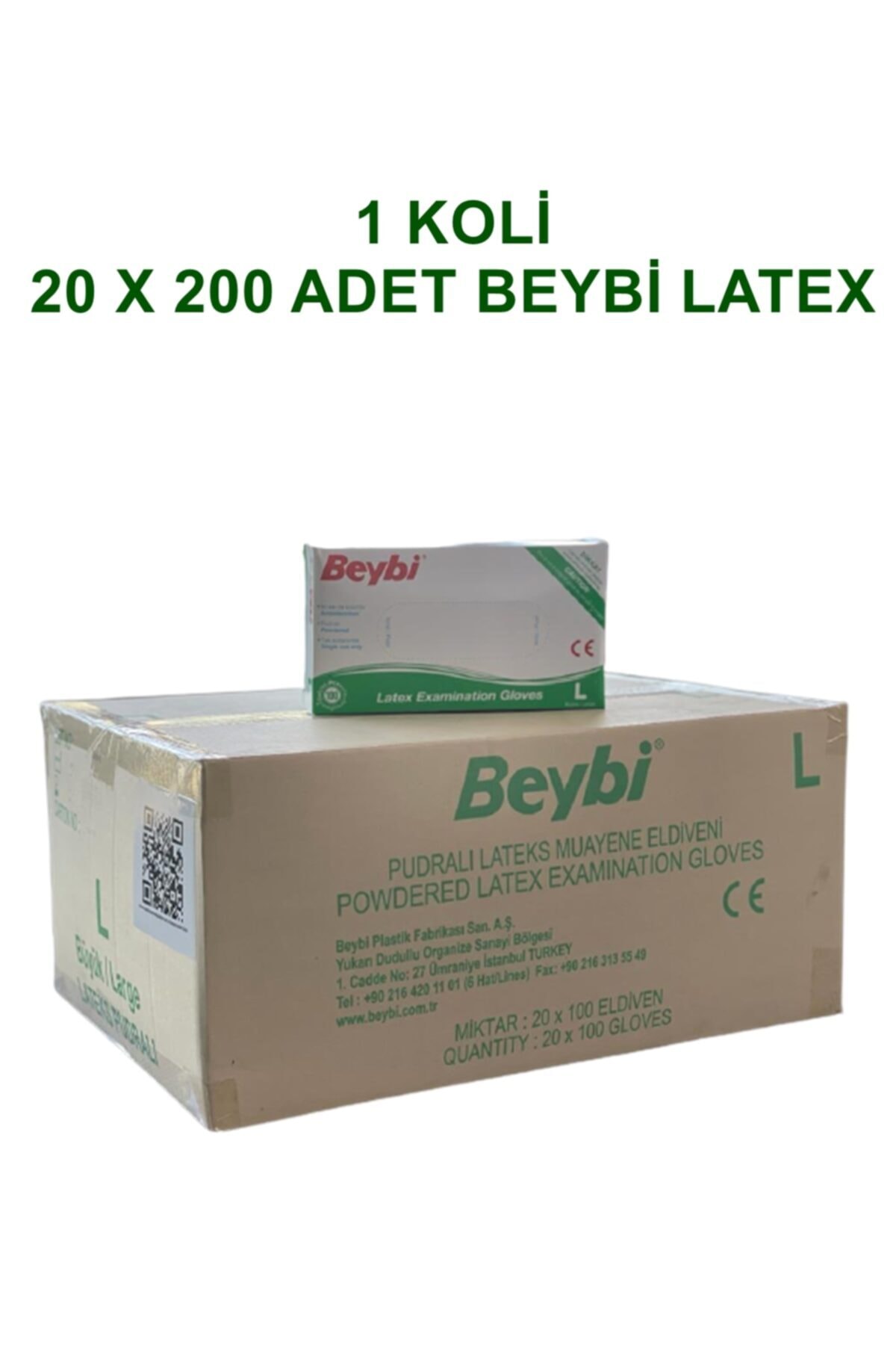 Beybi 1 Koli 20 Kutu X 100 Adet Pudralı Latex Eldiven  large