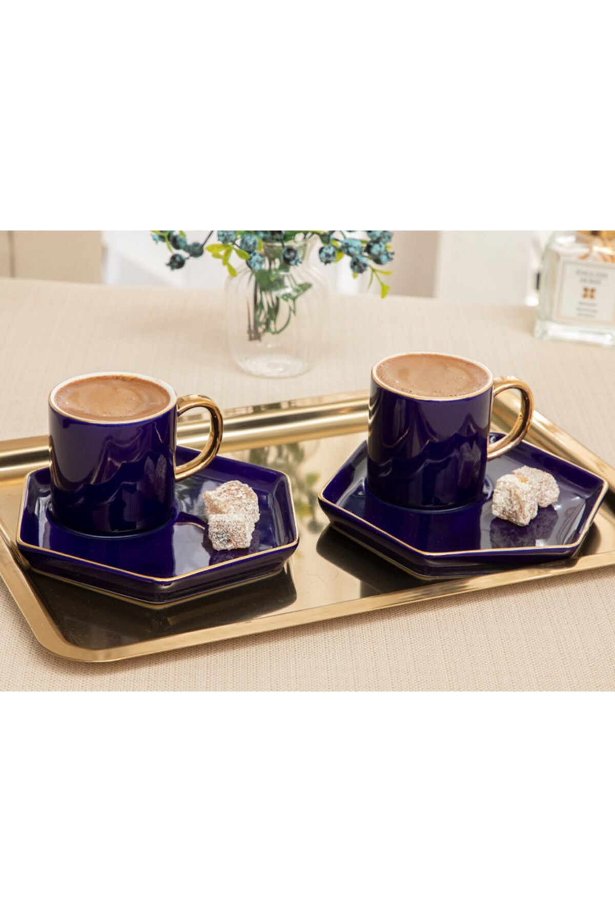 English Home Lula New Bone 2'li Kahve Fincan Takımı 90 ml Lacivert