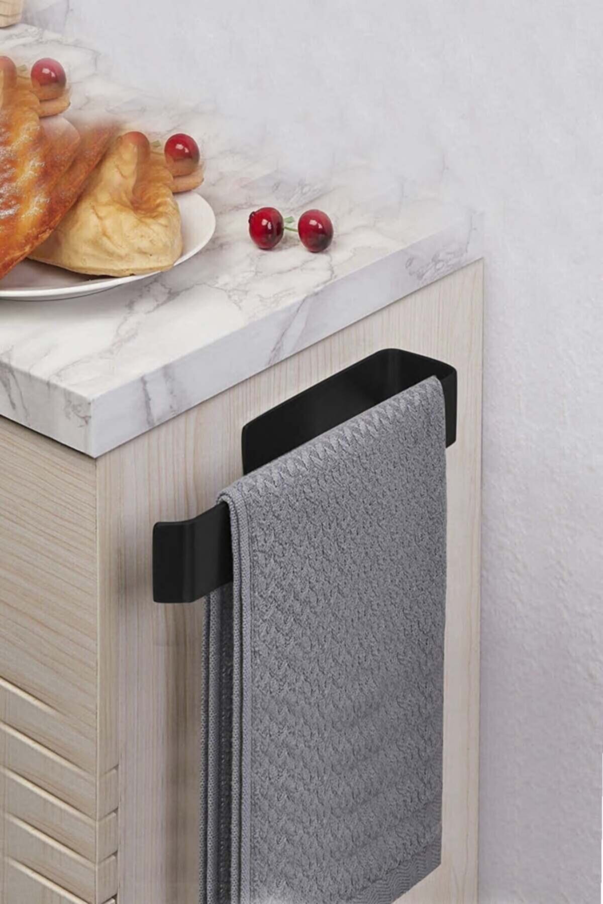 Proud Wave Mutfak Havlu Askısı Havluluk Kendinden Yapışkanlı Mutfak Banyo Lavabo Mat Siyah