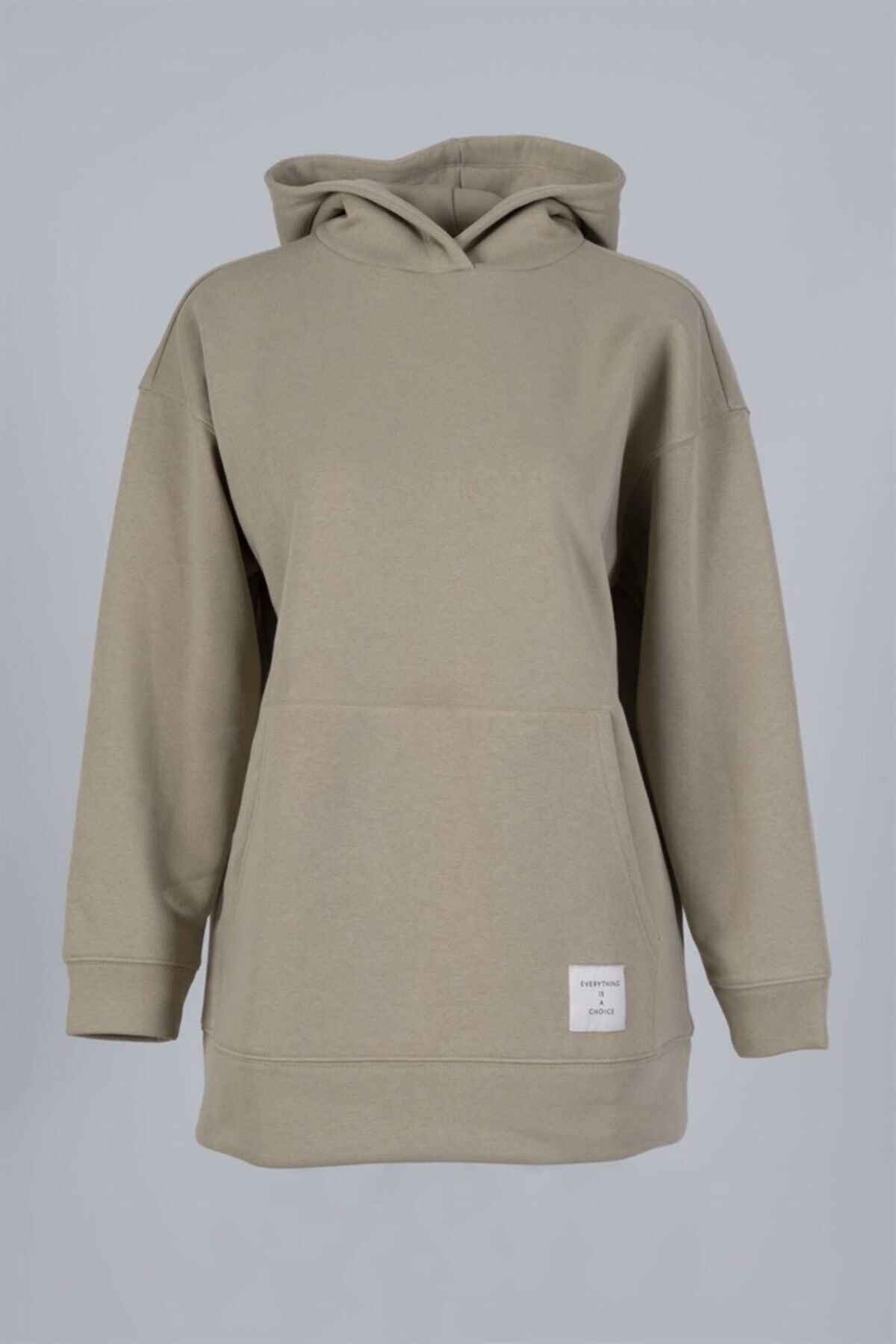 nalu Koyu Bej Şardonlu Oversize Sweatshirt