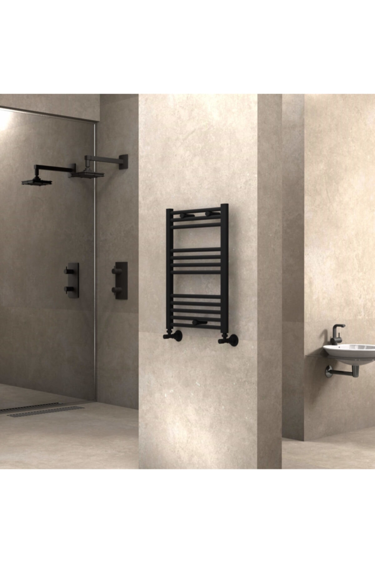 Radiva Banyo Ve Mutfak Için Çelik Havlupan 500x700 Düz Mat Siyah 5 Yıl Garantili