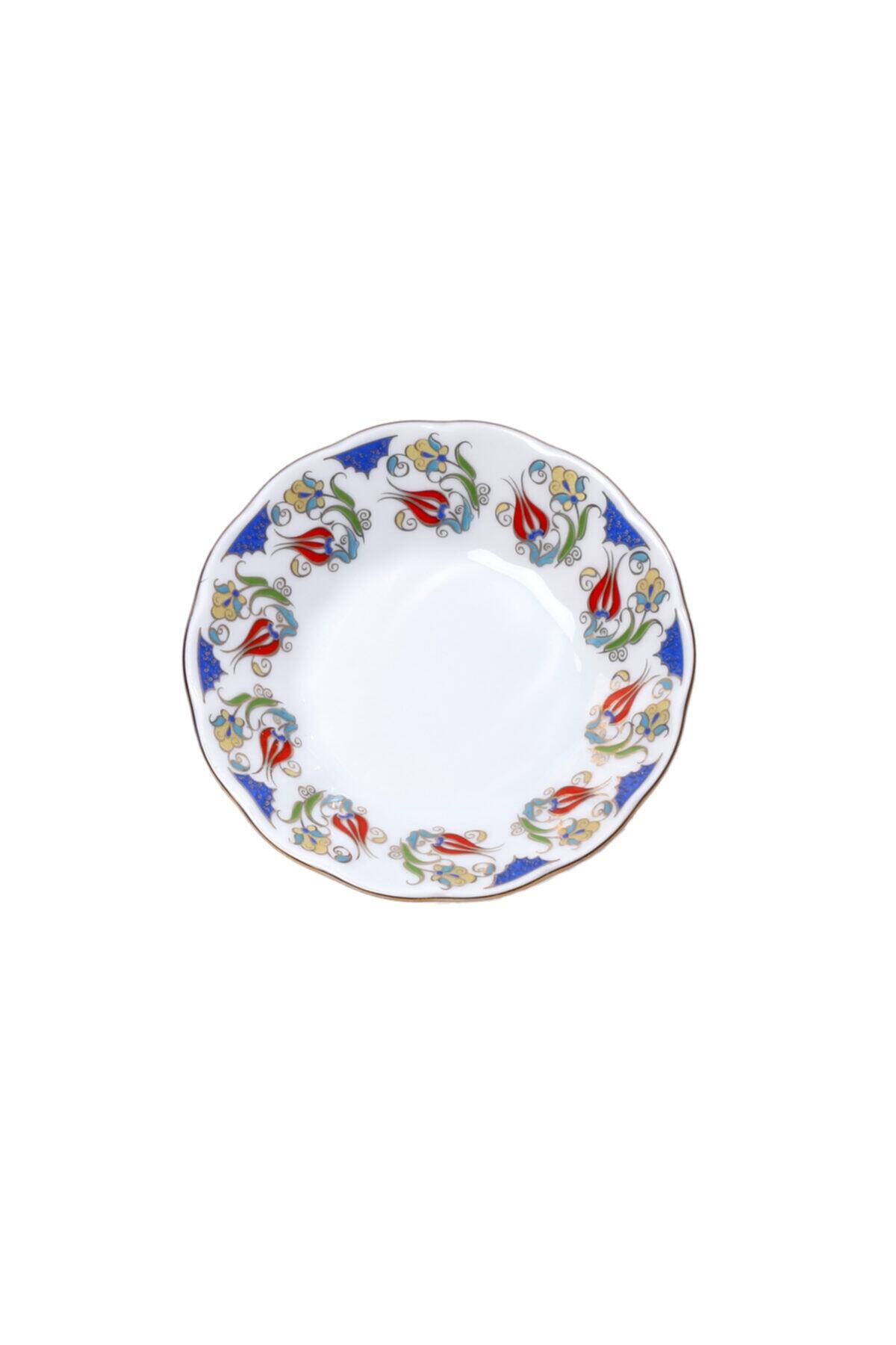 Güral Porselen 6 Parça 10 Cm Acem 022 Model Özel El Dekorlu Çay Ve Kahve Tabağı Takımı