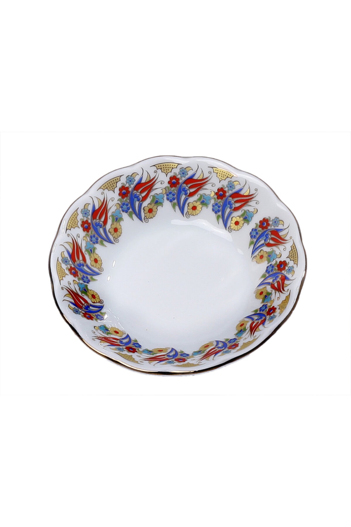 Güral Porselen 6 Parça 10 cm Acem 021 Model Özel El Dekorlu Çay Ve Kahve Tabağı Takımı