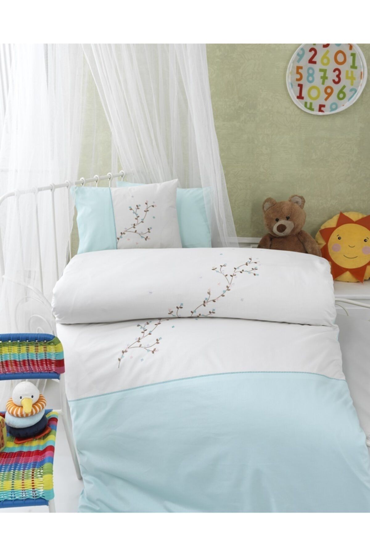 DeaDiaBaby Sunny Funny Bahardalı Mint Bebek Nevresim Takımı