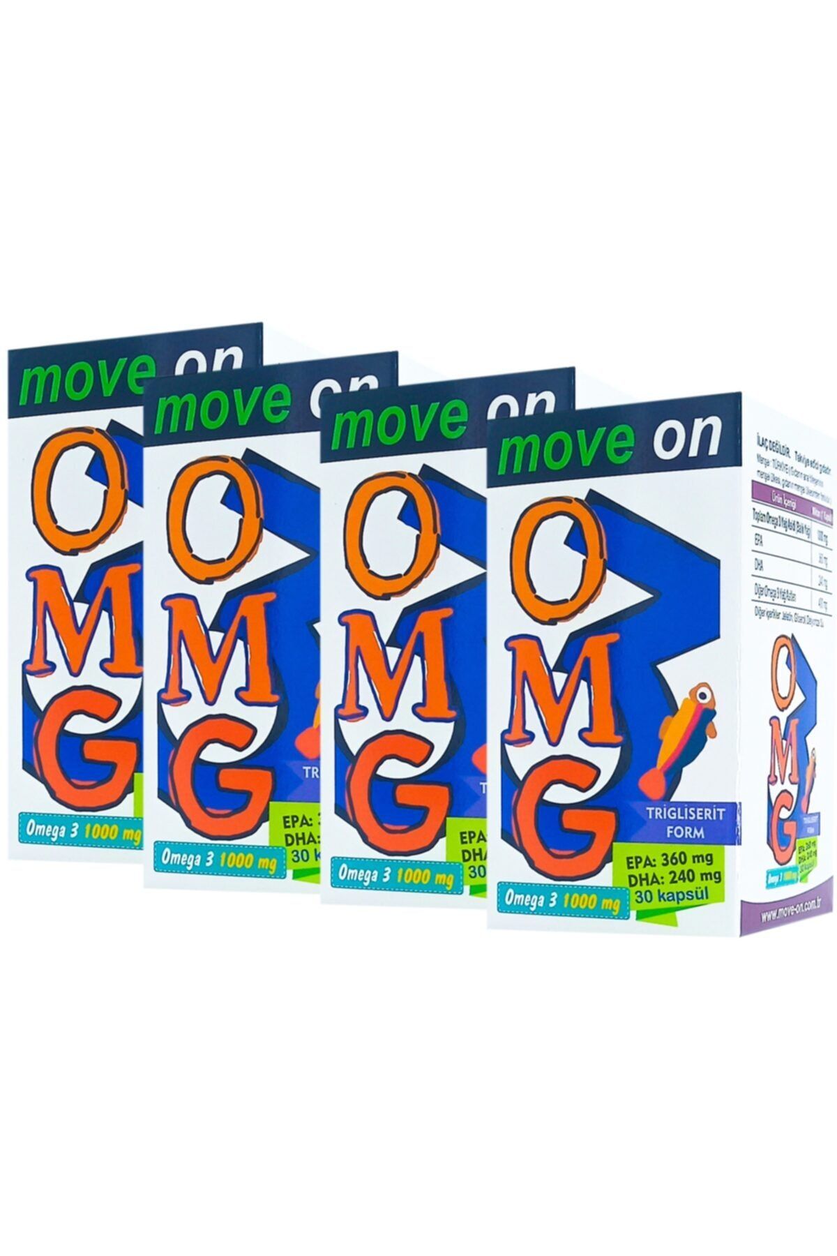Move On Omega 3 1000 mg Balık Yağı  4 Adet Epa 360 /dha 240. 30 Kapsül Skt: 2023
