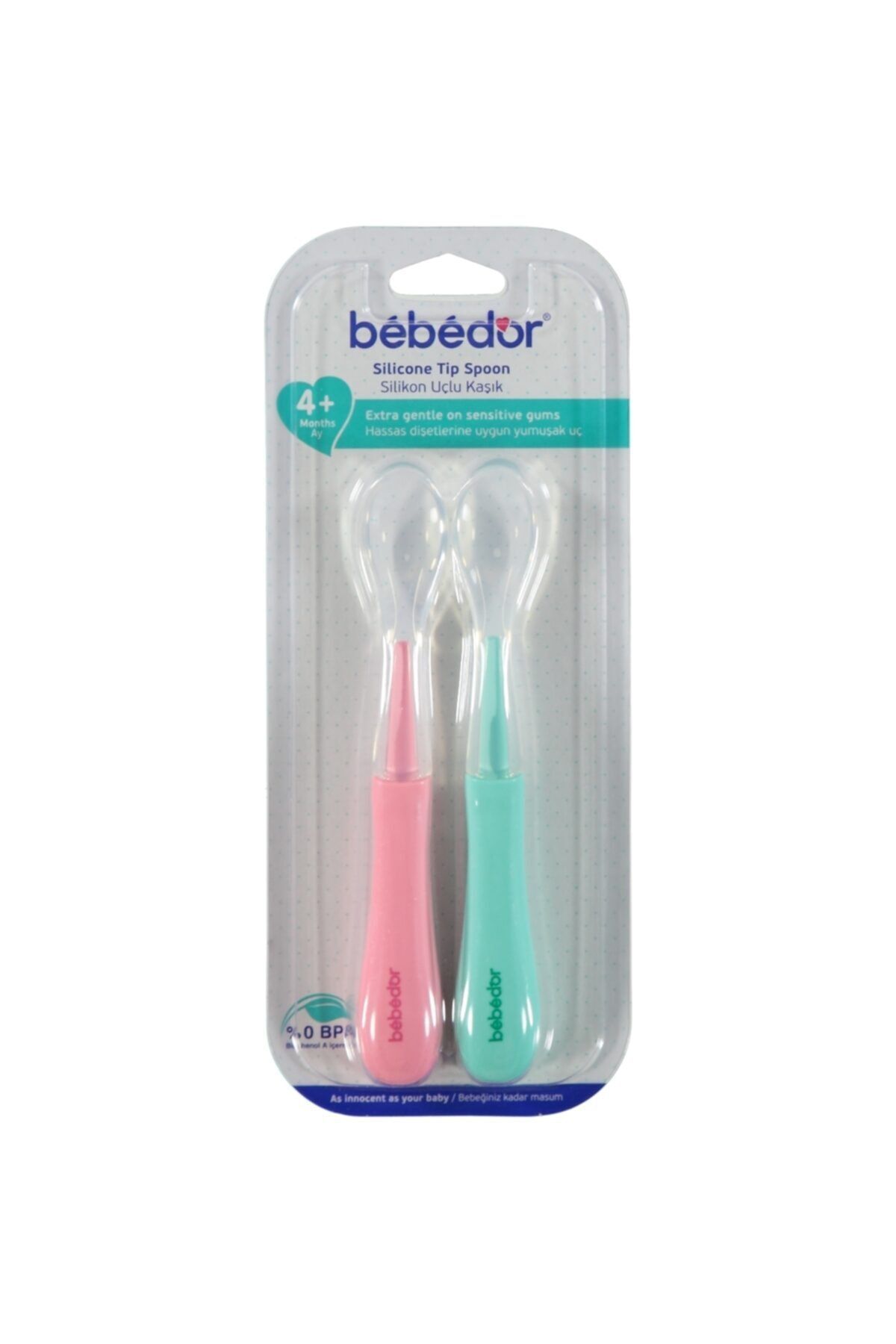 Bebedor Pembe 2'li Silikon Uçlu Kaşık 4+ Ay