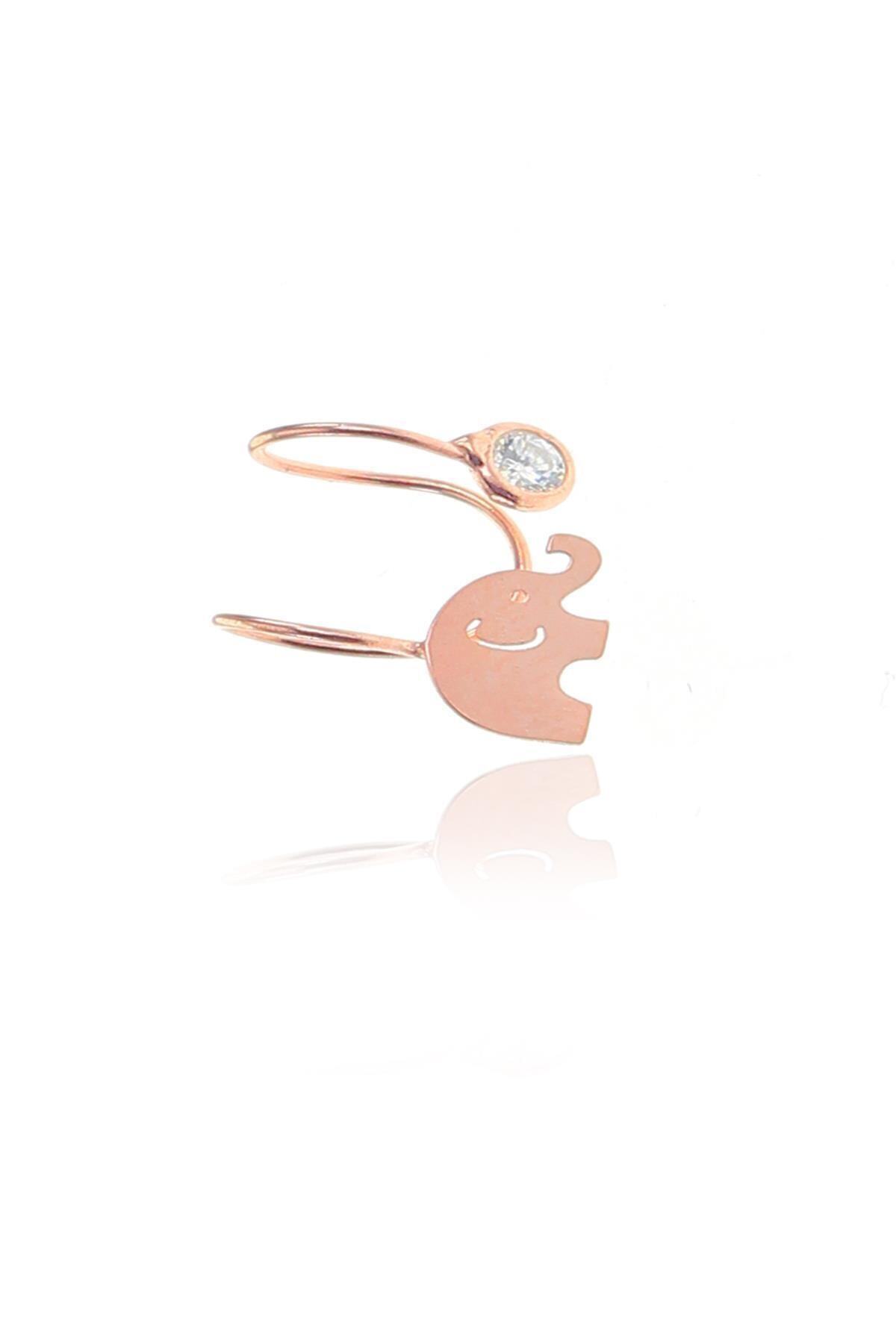 Söğütlü Silver Gümüş Rose Fil Zirkon Taşlı Kıkırdak Küpe
