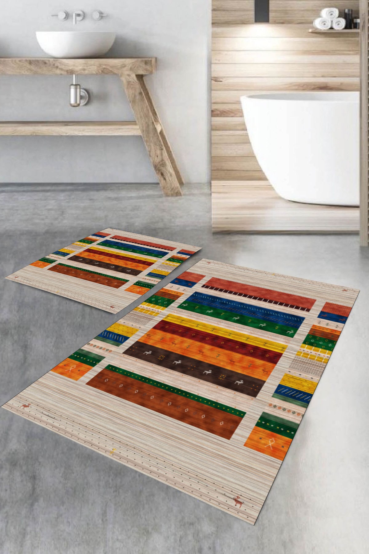 HaLıFoRuM Ikili Klozet Takımı Banyo Halısı Paspas-dot-tk-hs-515