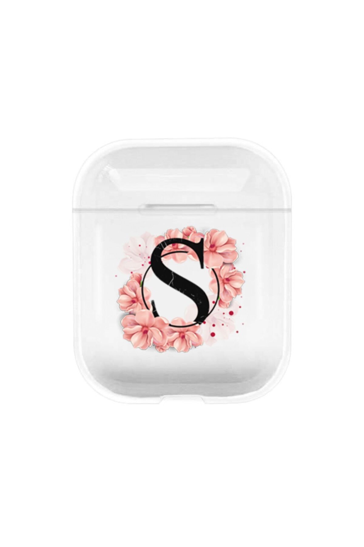 Spoyi Pembe Çiçek Tasarımlı Şeffafı S-harfi Airpods Kılıf