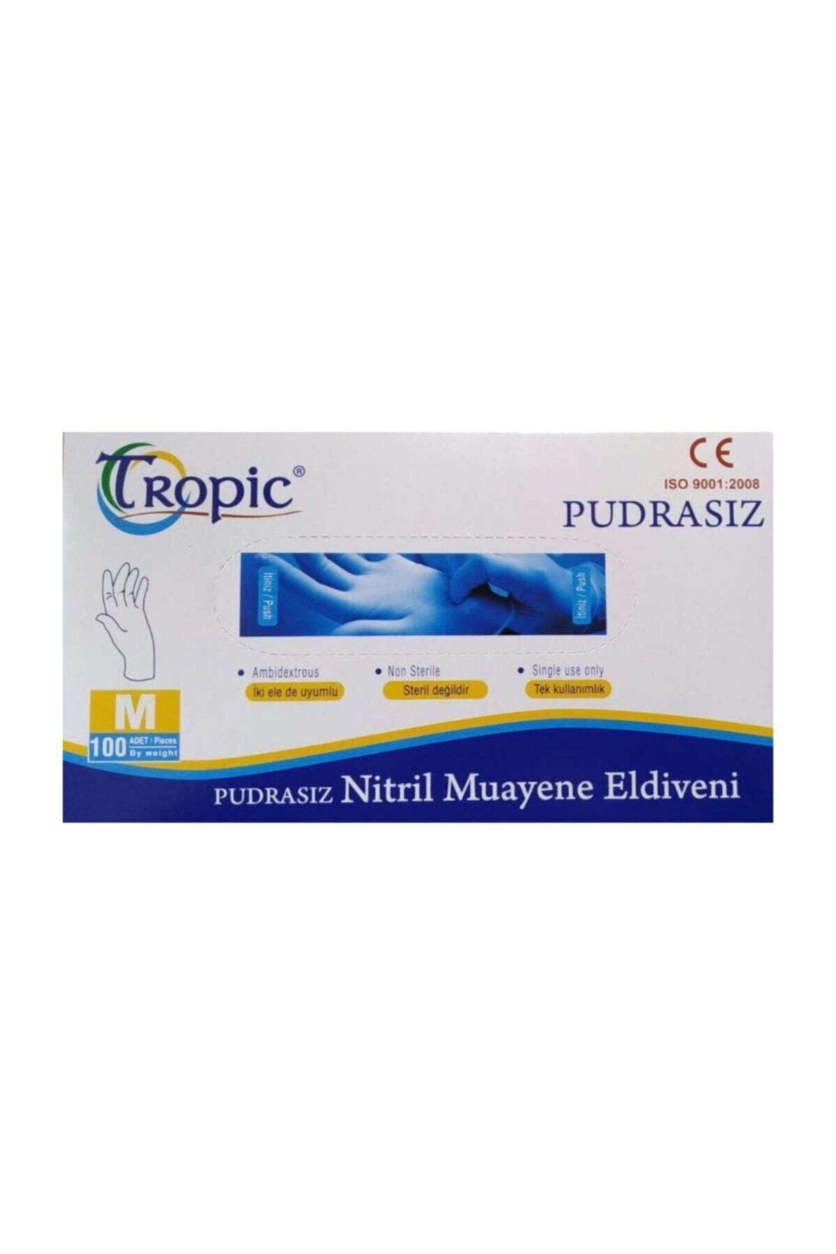 Tropic Pudrasız Mavi Nitril Muayene Eldiveni M