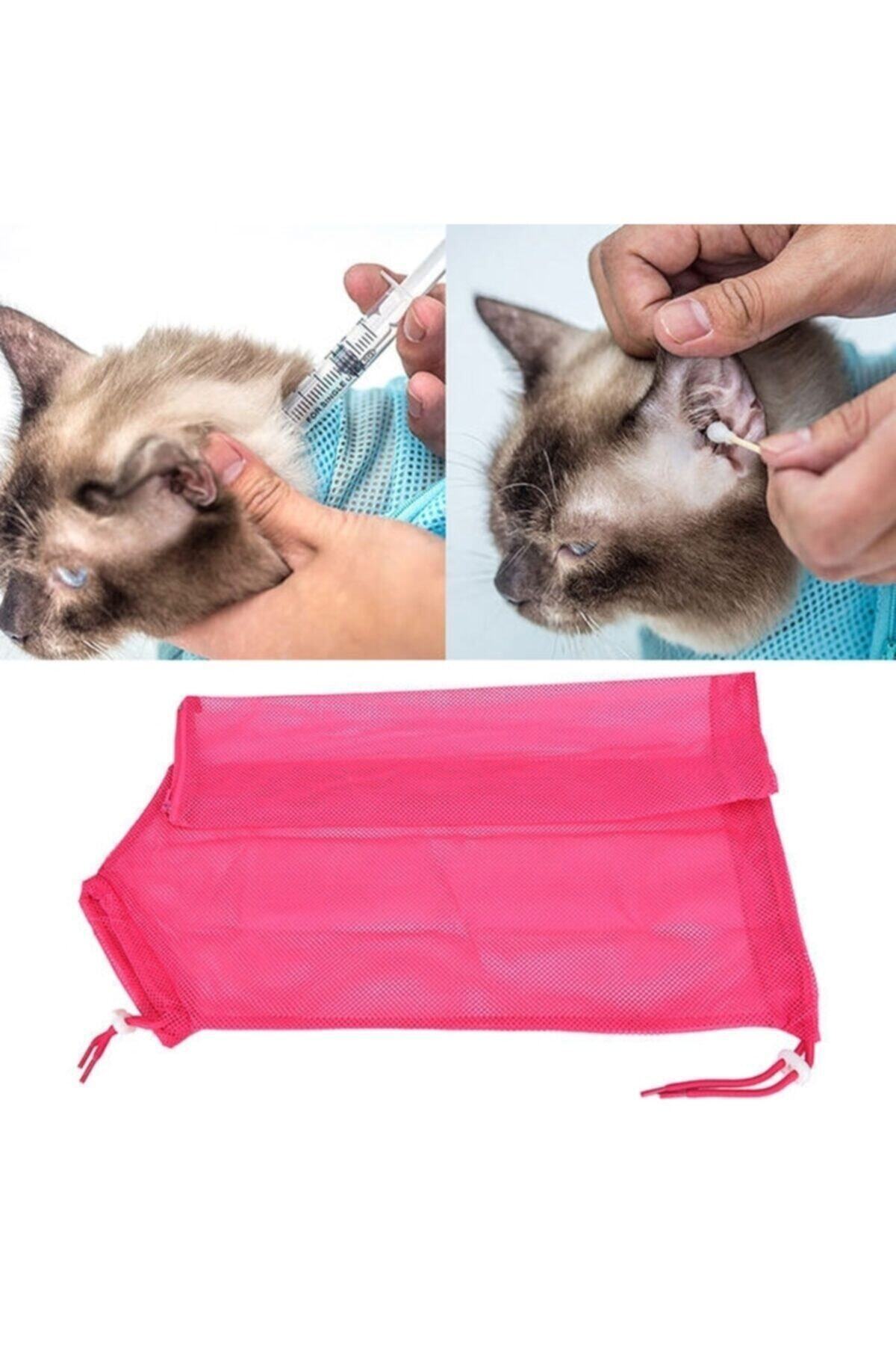 ArtıDeğer Pembe Kedi Köpek Yıkama Filesi Torbası Pet Kedi Köpek Yıkama Tırnak Kesme Filesi Evcil Hayvan Bakım