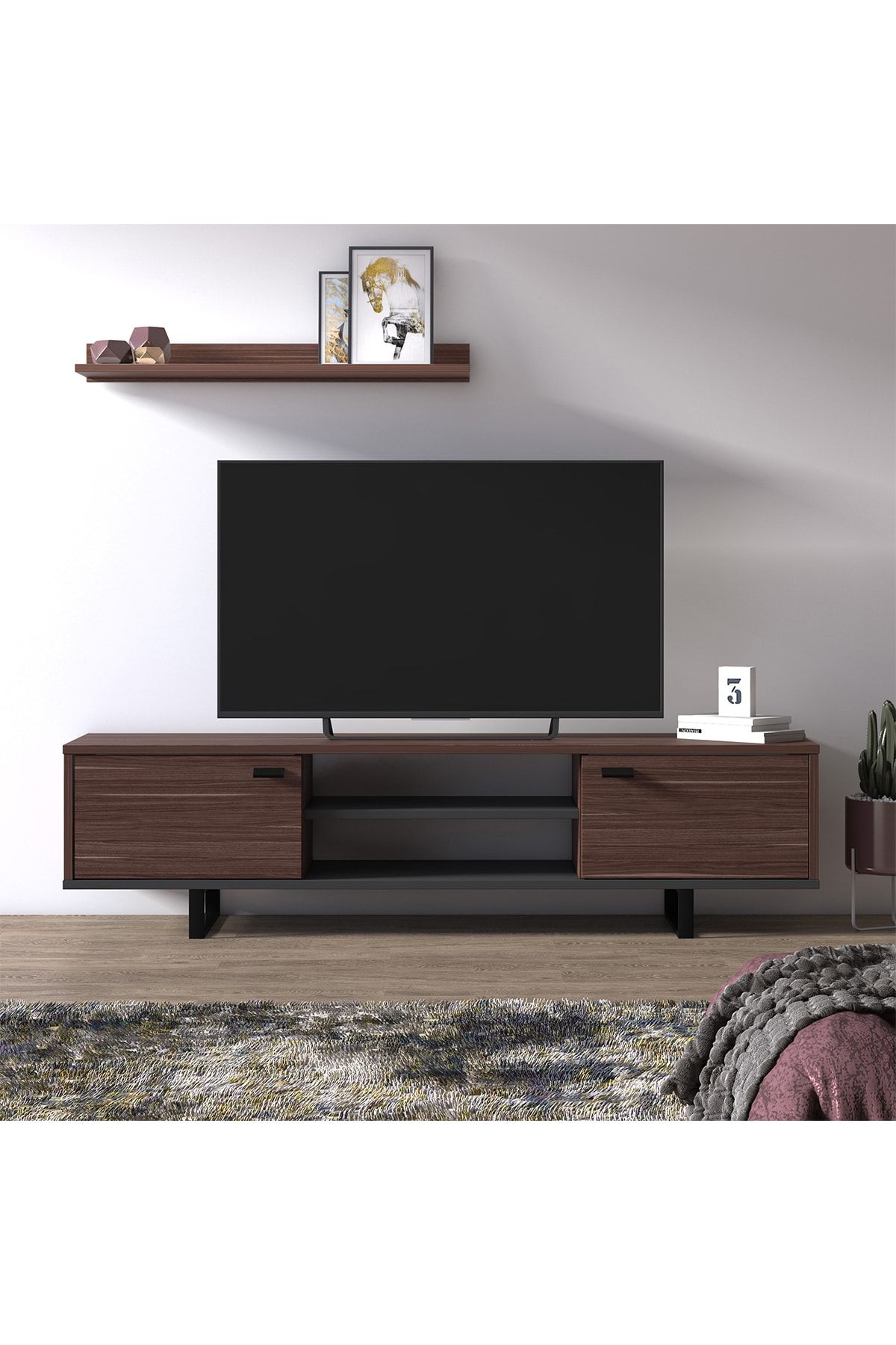 Ruum Store By Doğtaş Meta Tv Ünitesi Metal Gövde Antrasit Ceviz