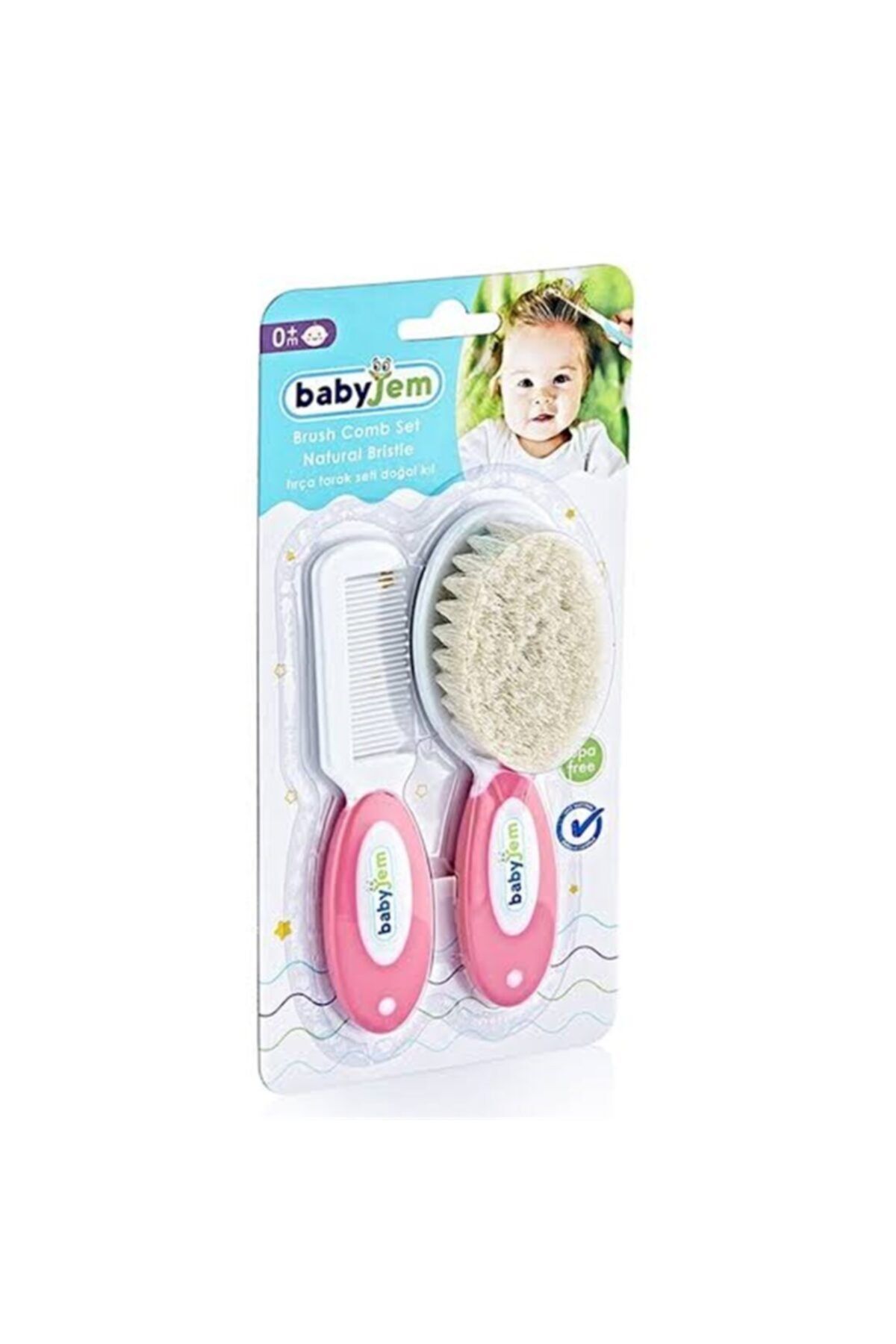 Babyjem Baby Jem Doğal Kıl Fırça Tarak Seti Pembe