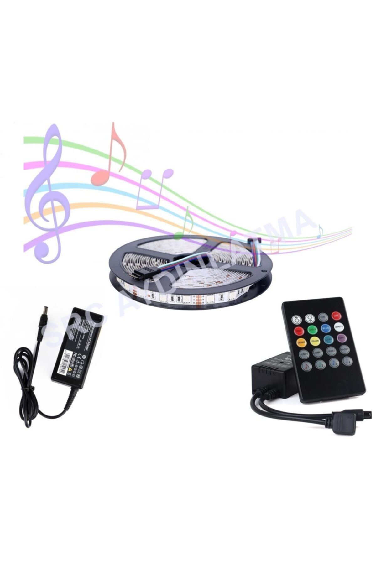 led serit rgb sese muzige duyarli 8 renk 20 tuslu 5 mt 3 cip 5050 smd ic mekan fiyati yorumlari trendyol