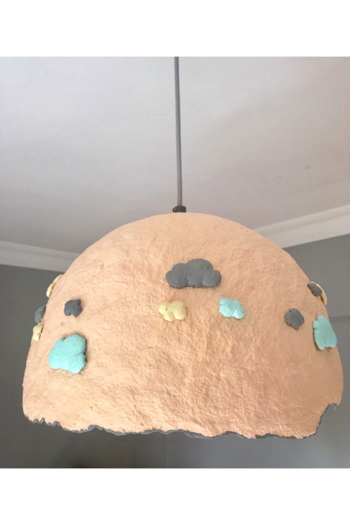 JUST PAPER Aurora Papier Mache (kağıt Hamuru) Somon Pembe Bulutlu Sarkıt Aydınlatma