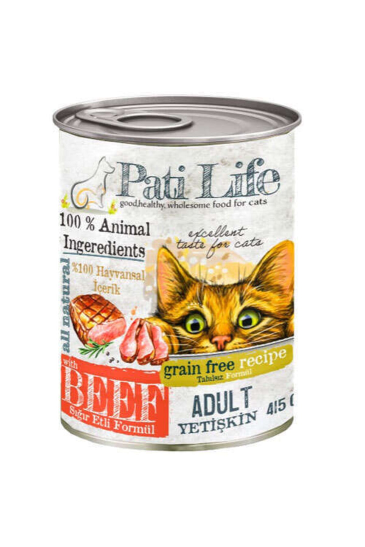 Pati Life 24'lü Patilife 415 gr Yetişkin ( Sığır Etli ) Mama 24 Adet Yaş Konserve Kedi Maması