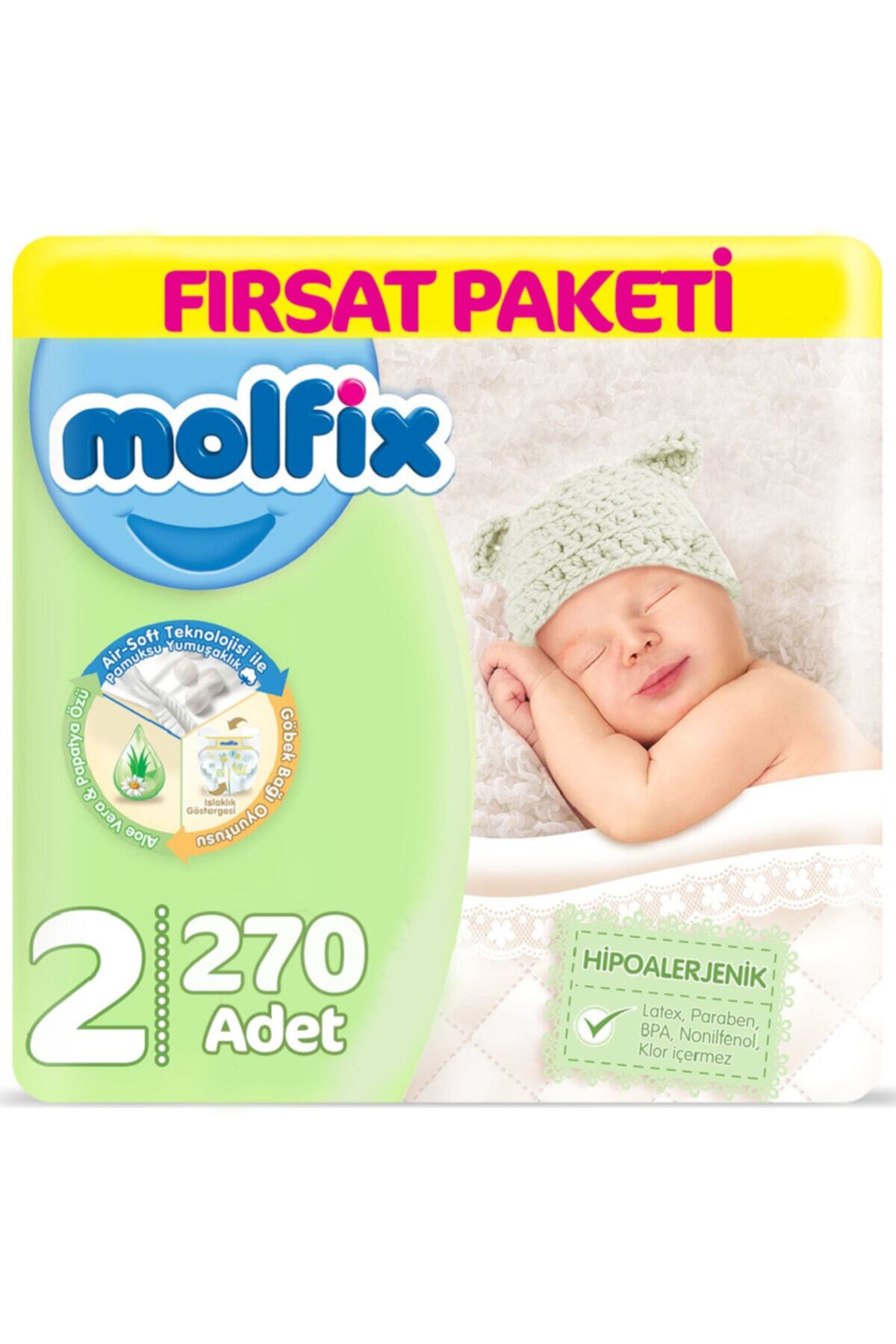 Molfix Bebek Bezi 2 Beden Yenidoğan 3-6 Kg (3*90) 270 Adet