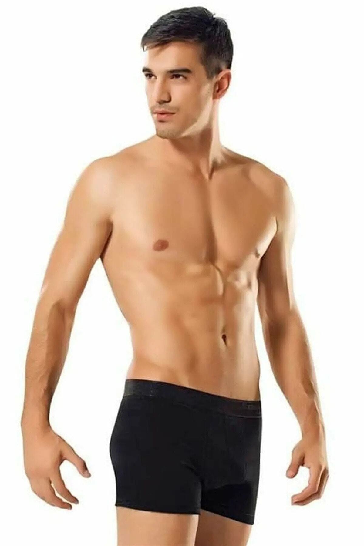 ustuneyok Erkek Siyah Likralı Elastan Boxer 12'li Paket